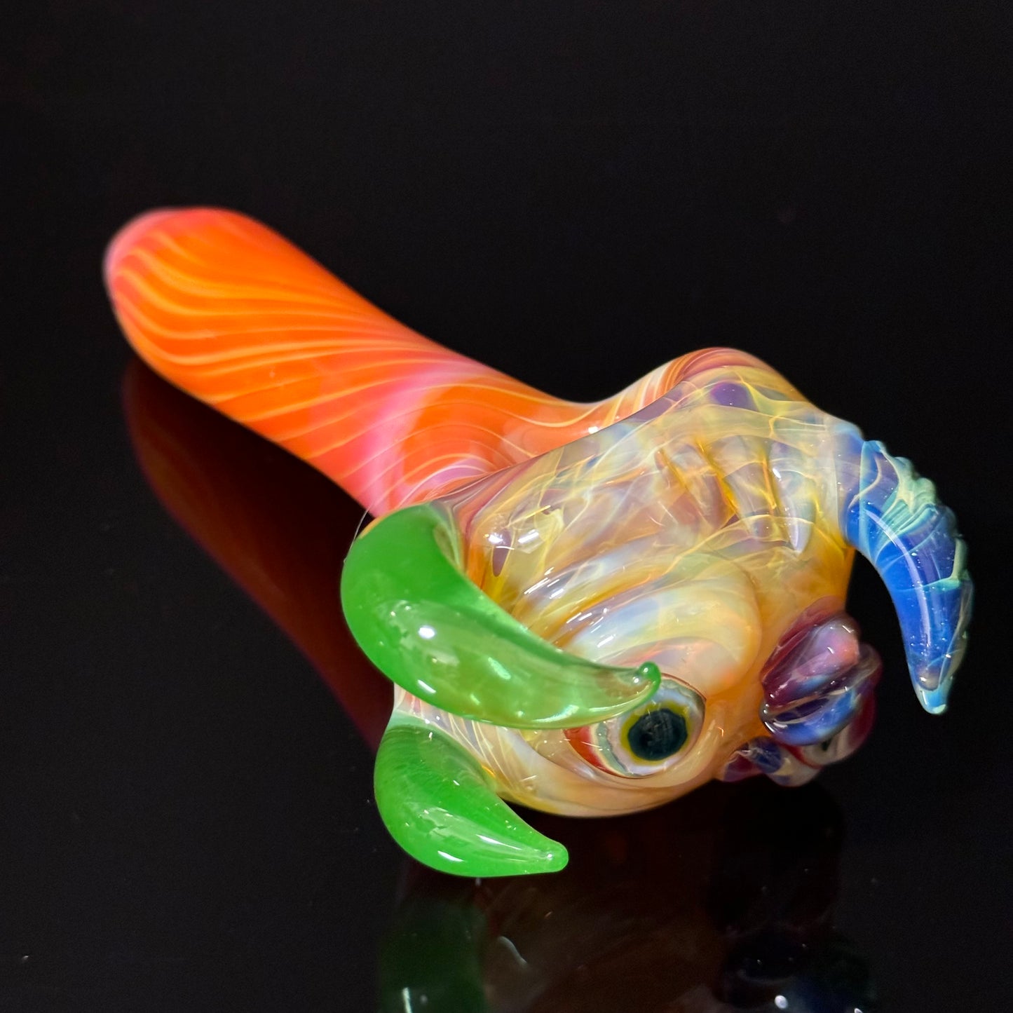 Orange Eyeball Monster Glass Heady Pipe Hand Blown