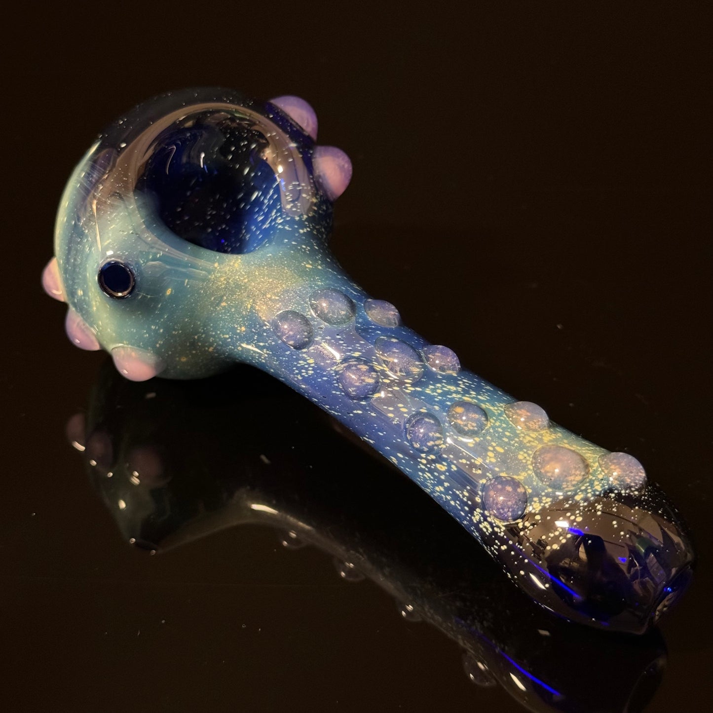 Blue Pink Slyme Space Galaxy Nebula Glass Pipe Silver Fumed Glass Pipe, Heady Hand Blown