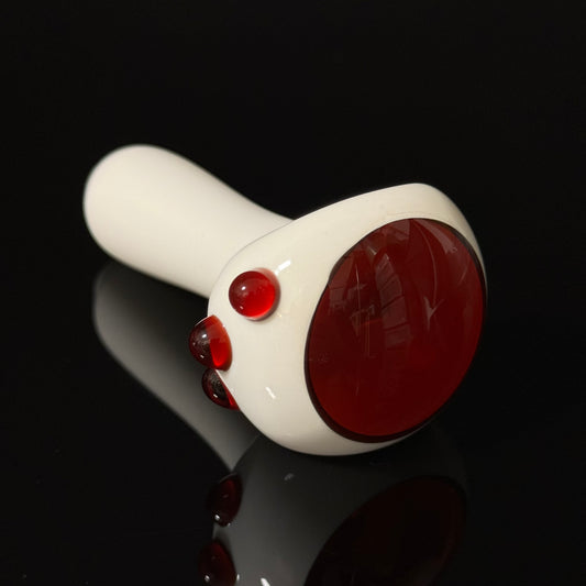 Solid White Pipe with a Ruby Red Cap, Heady Hand Blown