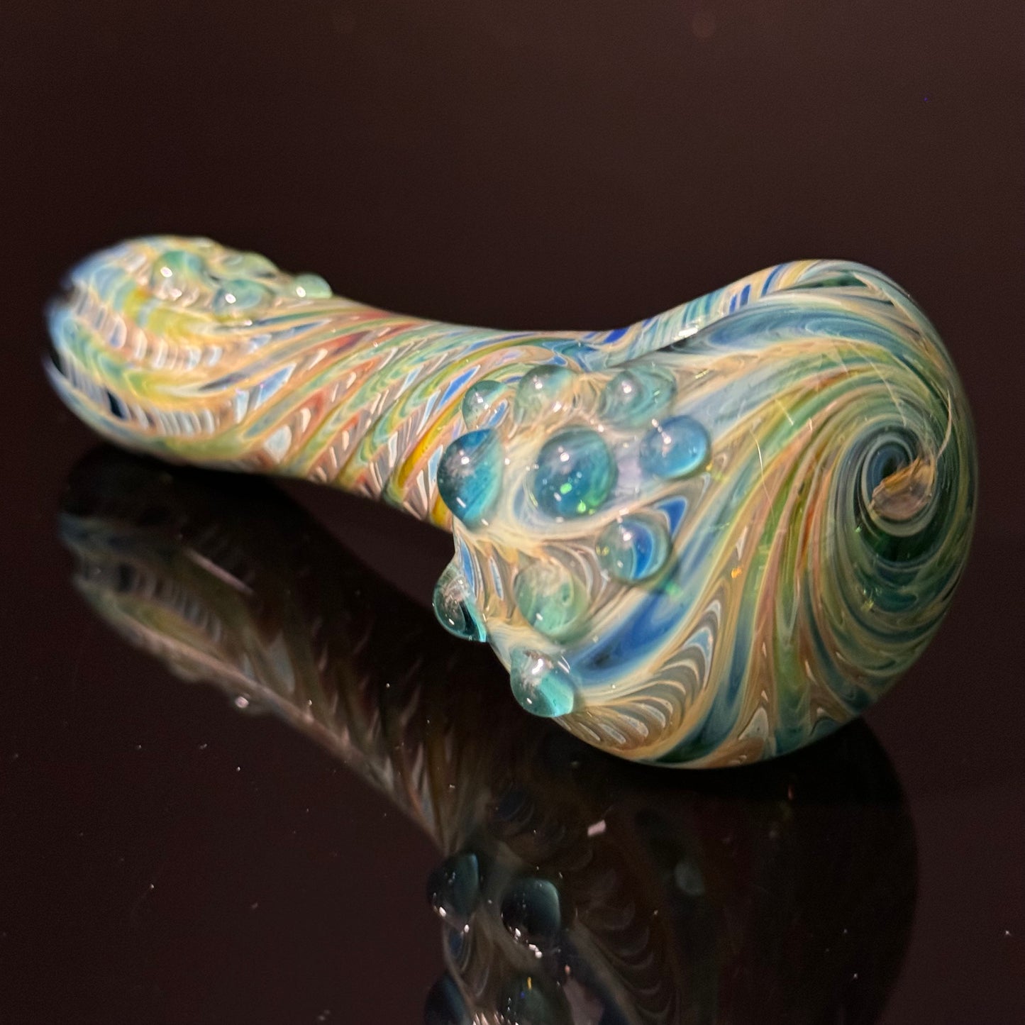 Blue & Green Cobalt Wrapped Color Glass Heady Pipe Hand Blown