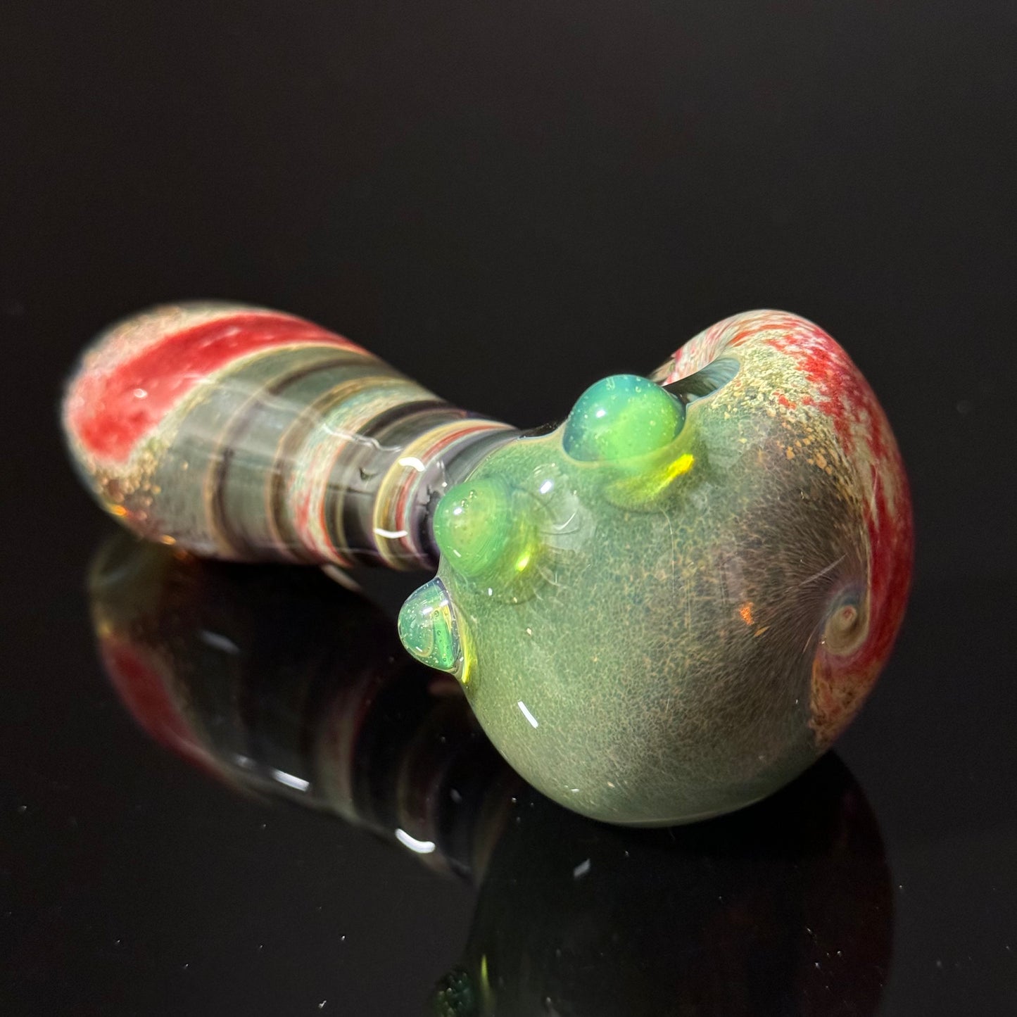 Green & Red Inside Out Glass Pipe Heady Pipe Hand Blown Extra Thick