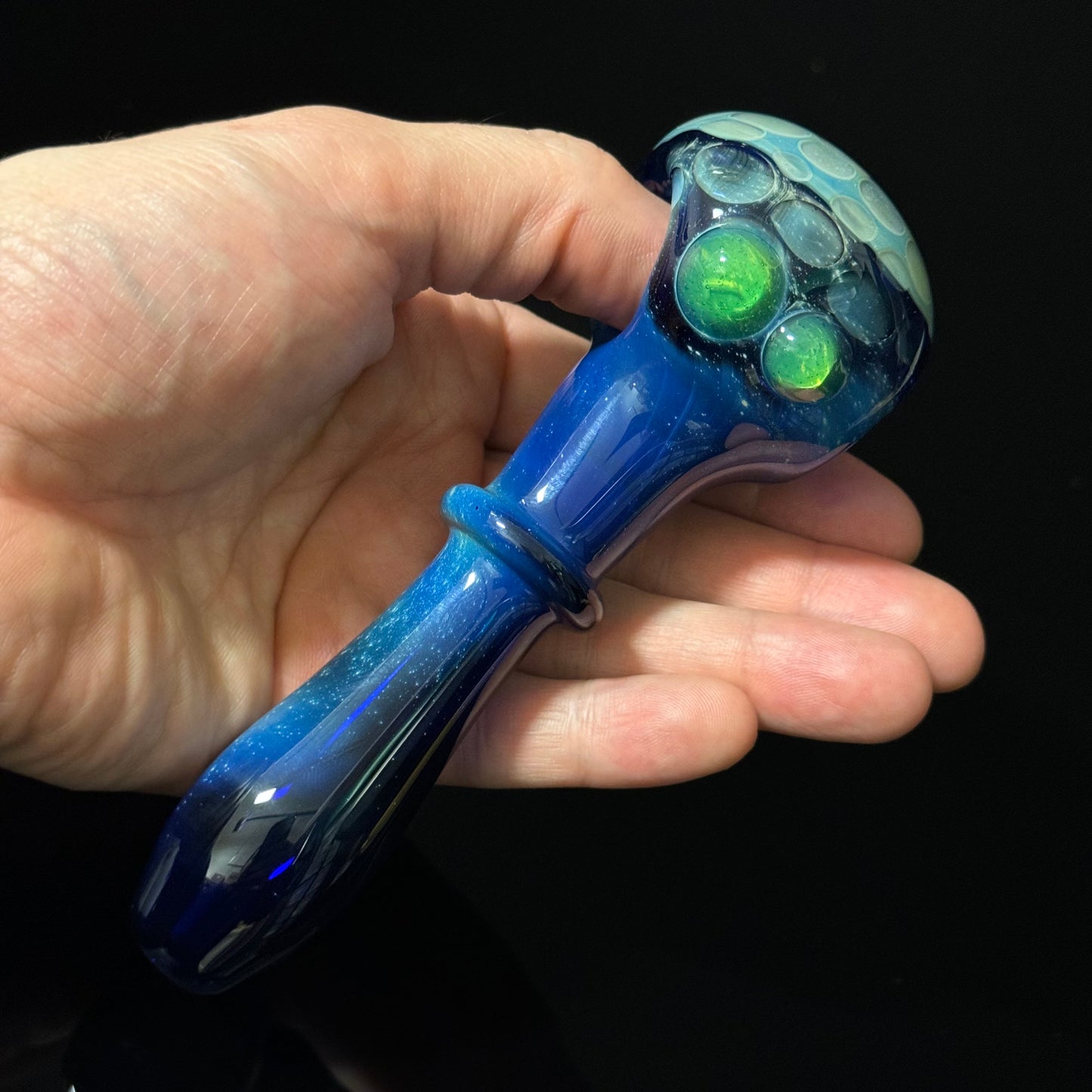 Blue Honeycomb Glass Heady Pipe Hand Blown