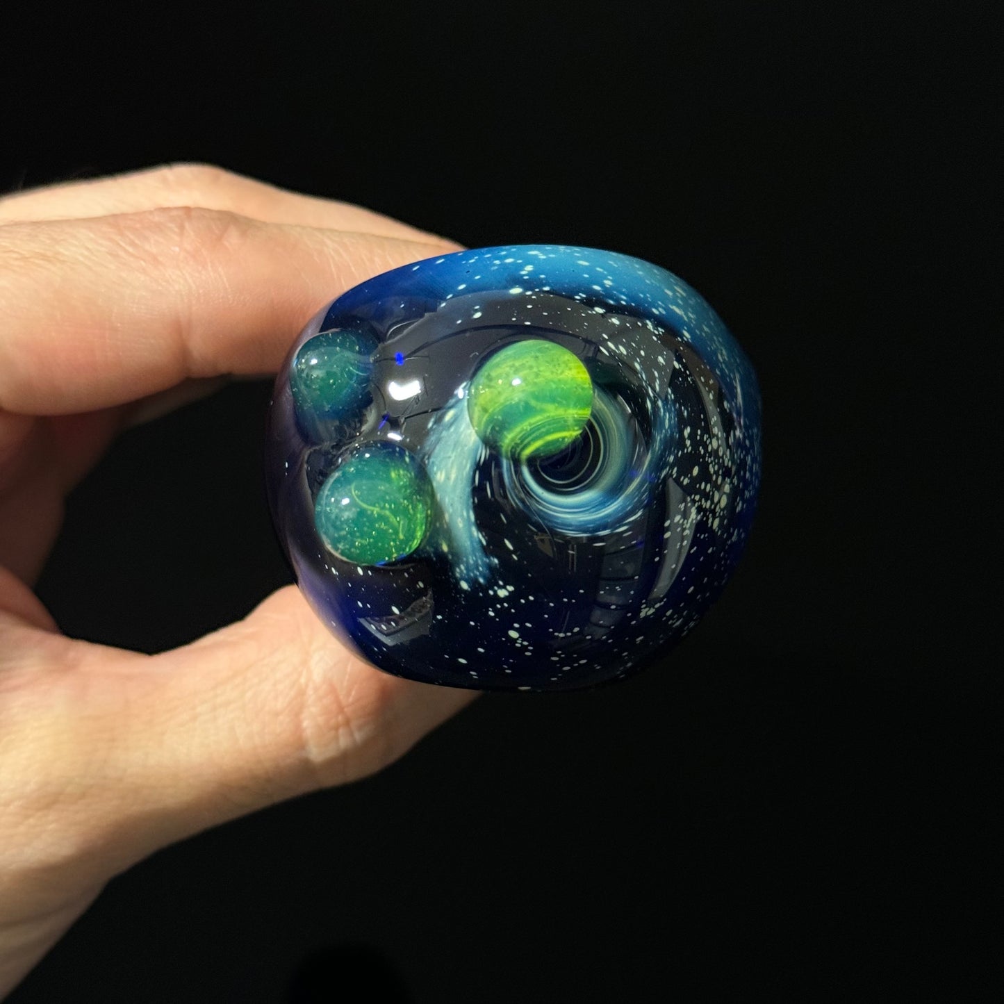 Blue with Slyme Space Galaxy Nebula Glass Pipe Silver Fumed Glass Pipe, Heady Hand Blown