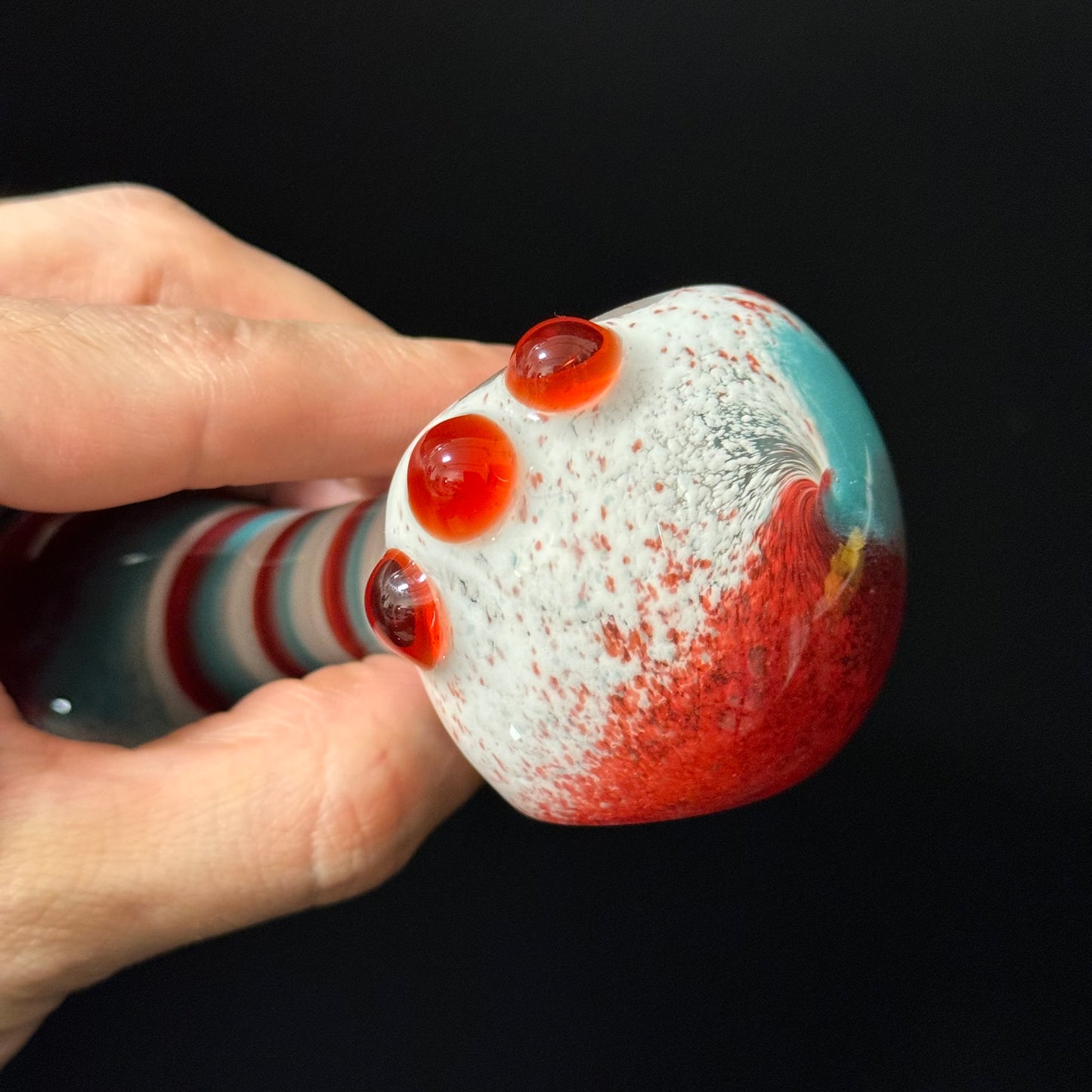 Blue, White & Red Inside Out Glass Pipe Heady Pipe Hand Blown Extra Thick