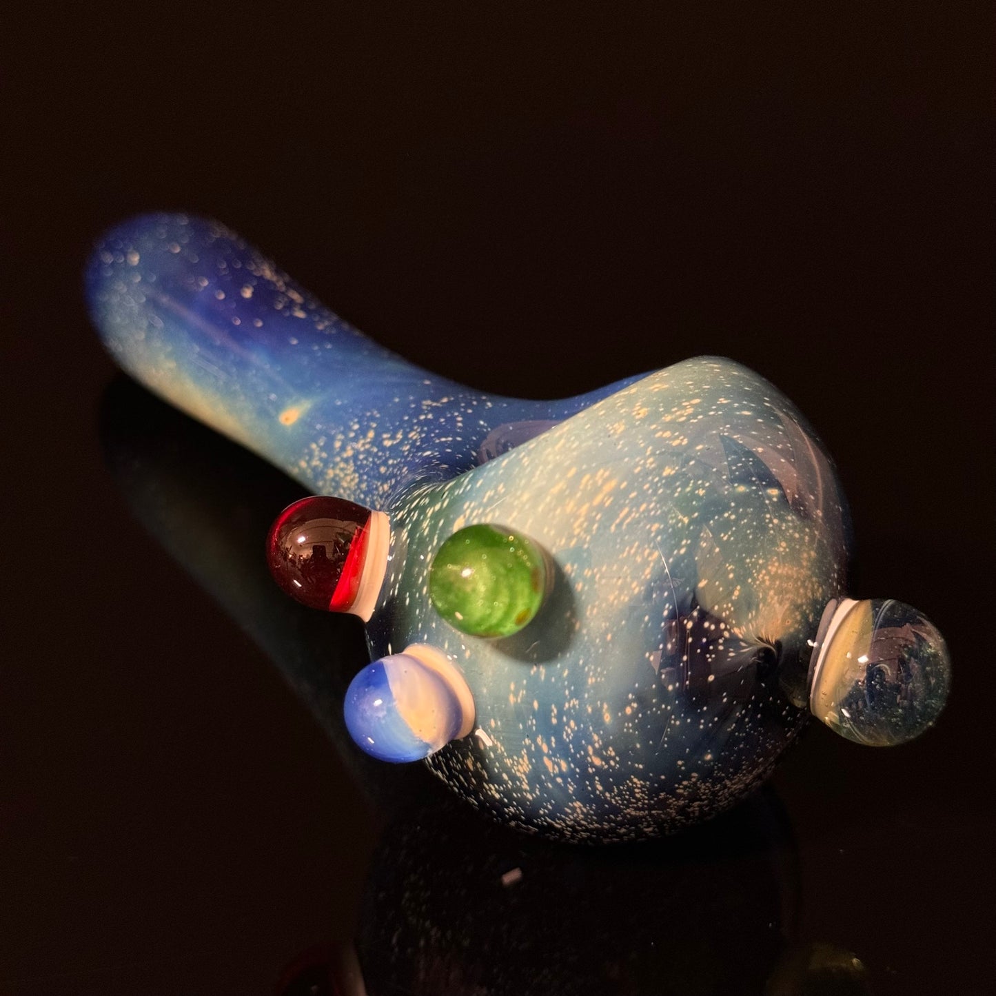 Blue Space Galaxy Nebula Glass Pipe Silver Fumed Glass Pipe, Heady Hand Blown