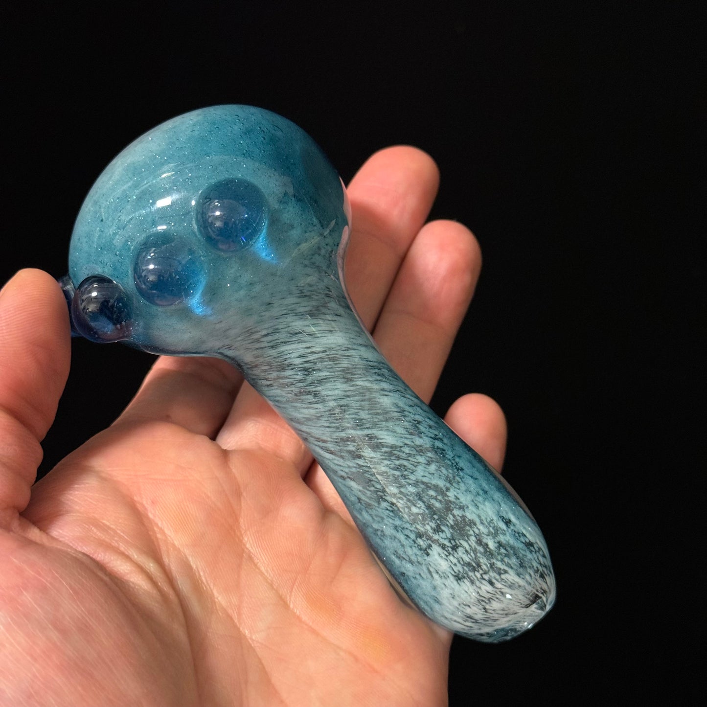 Heavy Inside out Sparkle Blue & White Glass Pipe Heady Pipe Hand Blown