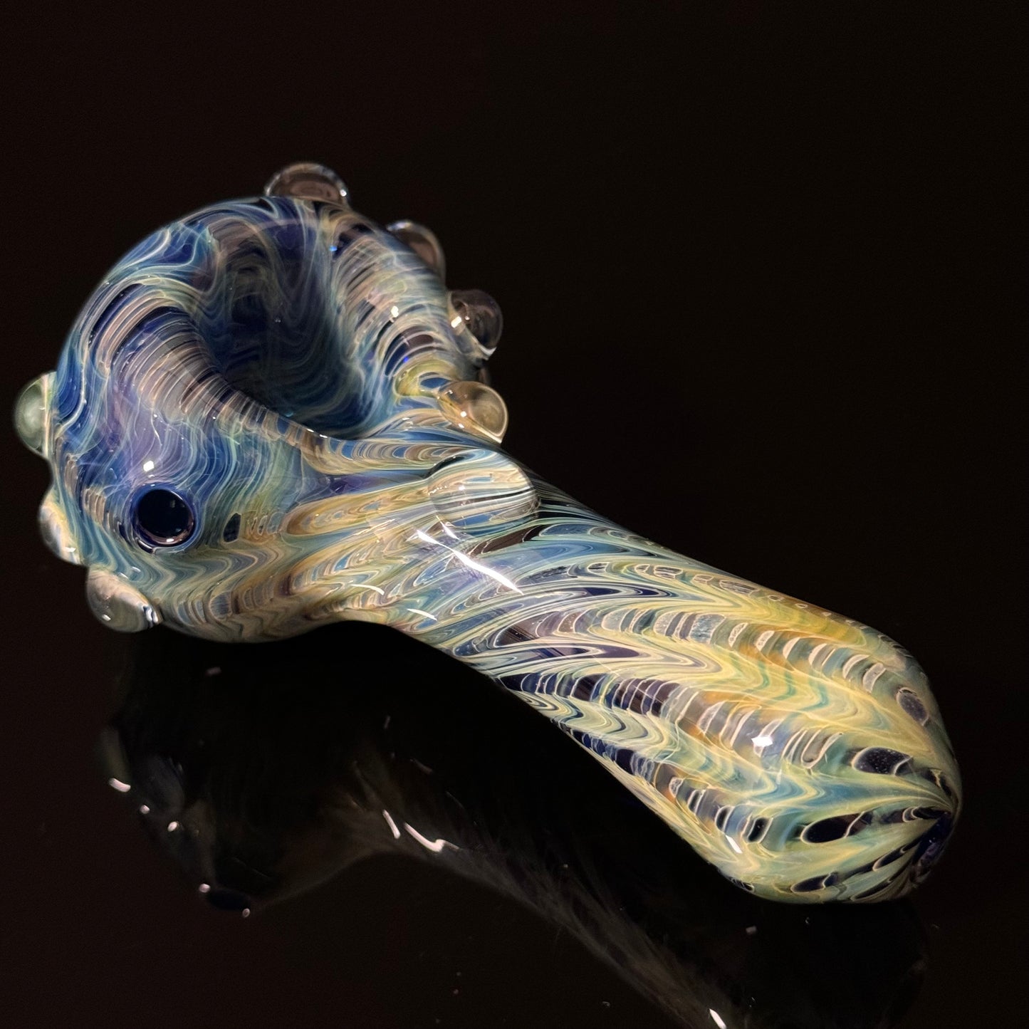 Blue & Green Cobalt Wrapped Color Glass Heady Pipe Hand Blown