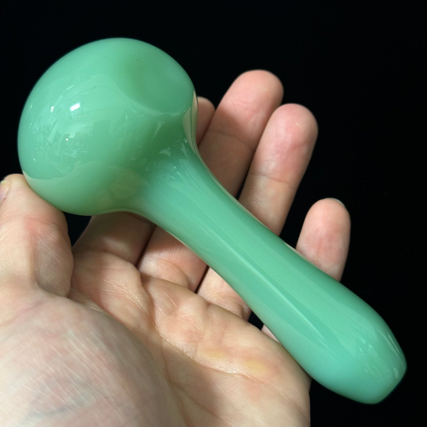 Solid Teal Color Glass Heady Pipe Hand Blown