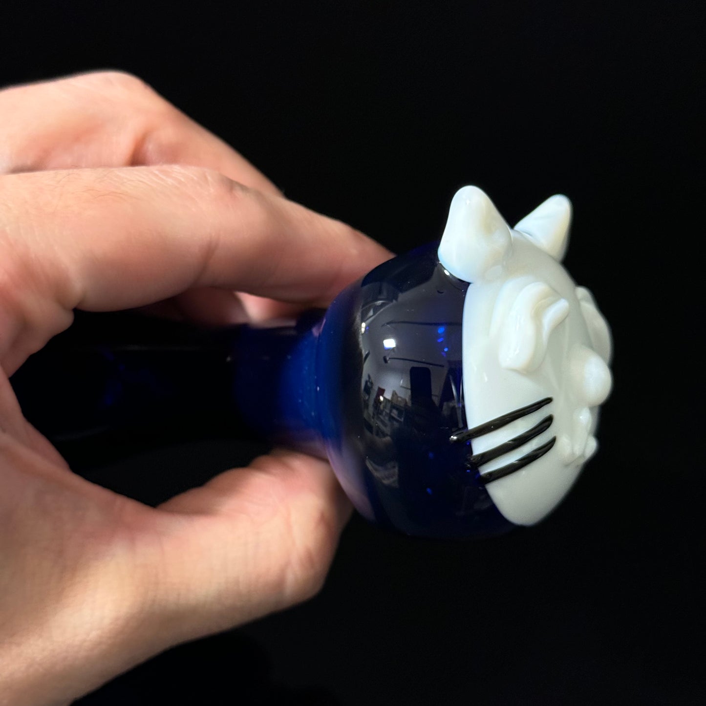 Cat Face White Glass Pipe Heady Pipe Hand Blown Cat Pipe