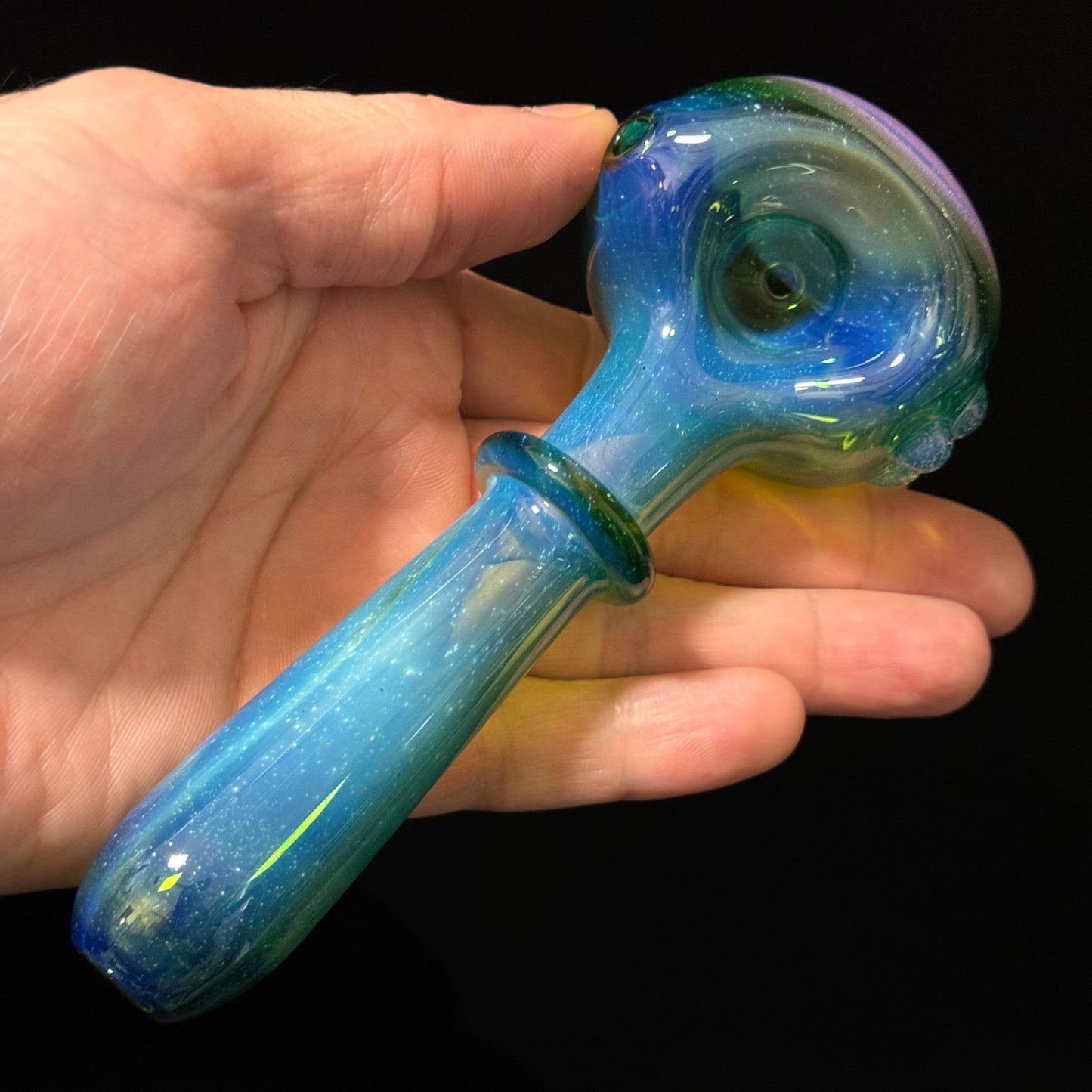 Green with Pink Slyme Glass Heady Pipe Hand Blown