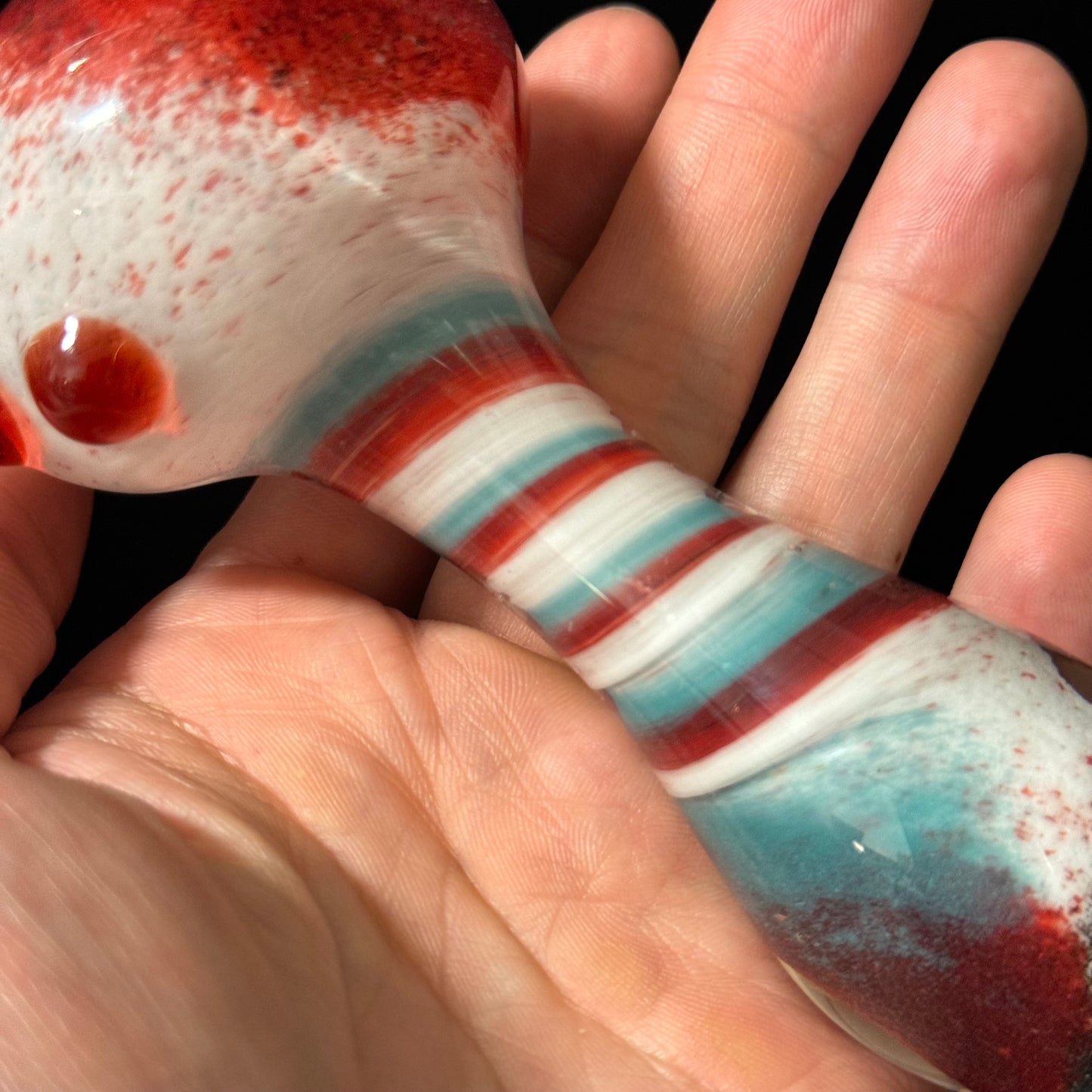 Blue, White & Red Inside Out Glass Pipe Heady Pipe Hand Blown Extra Thick