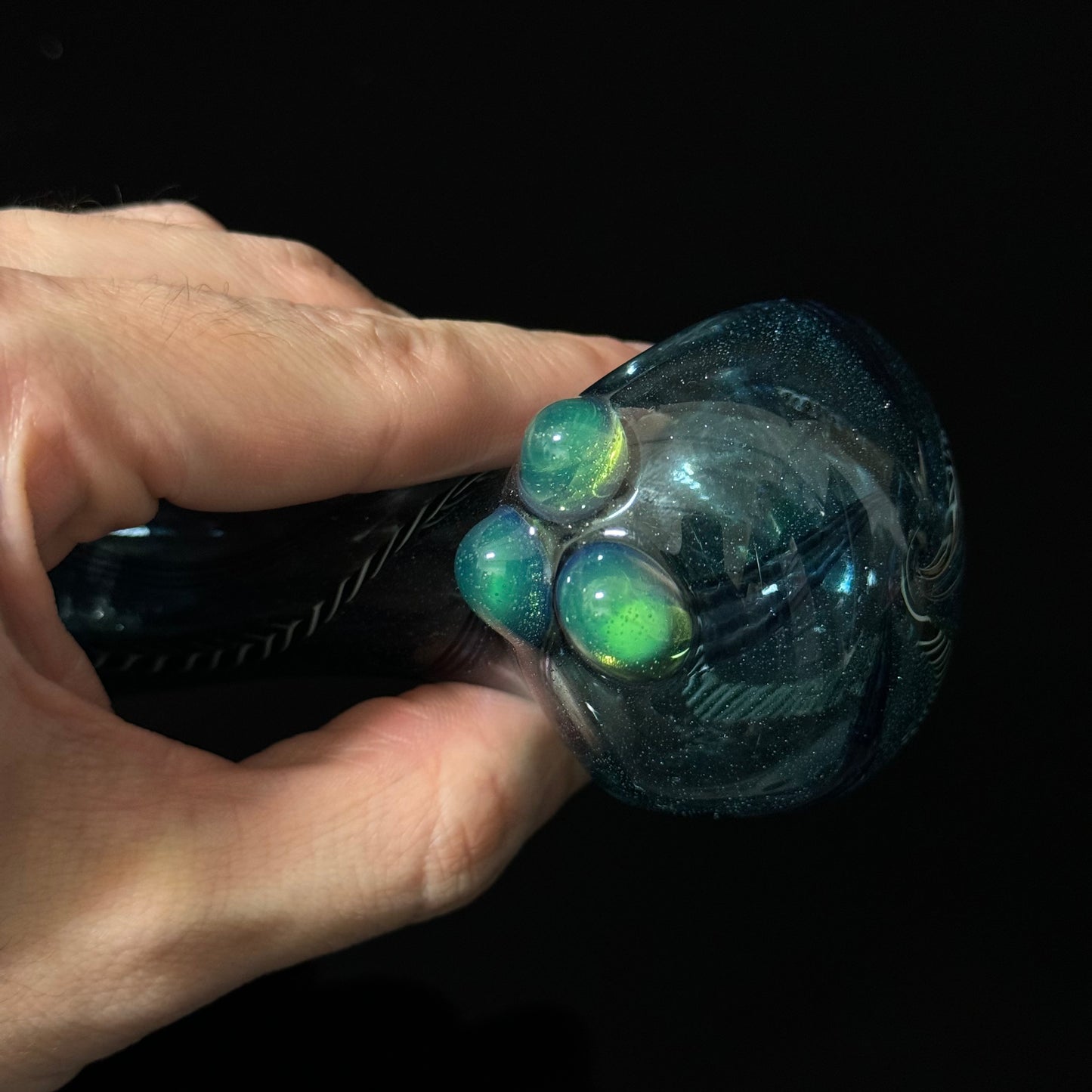 Heavy Inside out Sparkle Blue Glass Pipe Heady Pipe Hand Blown