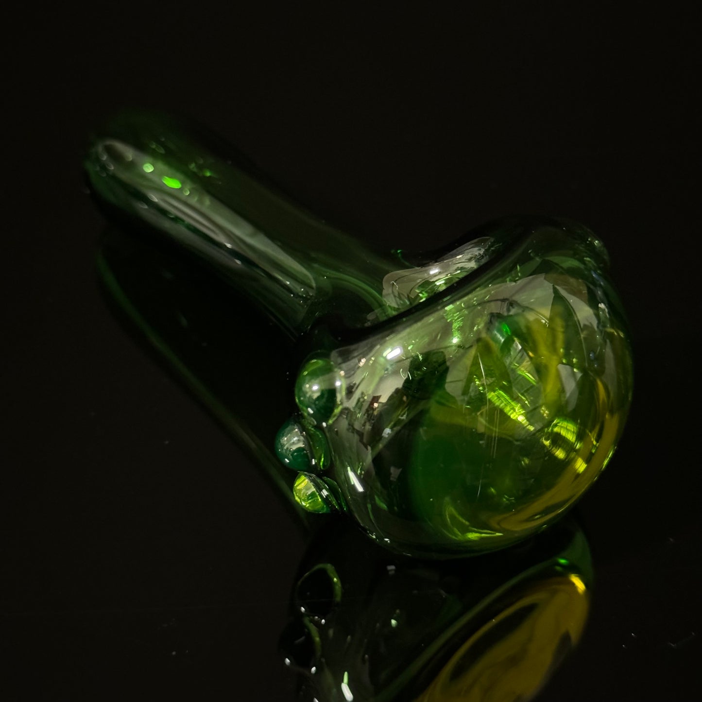 Solid Green Color Glass Heady Pipe Hand Blown