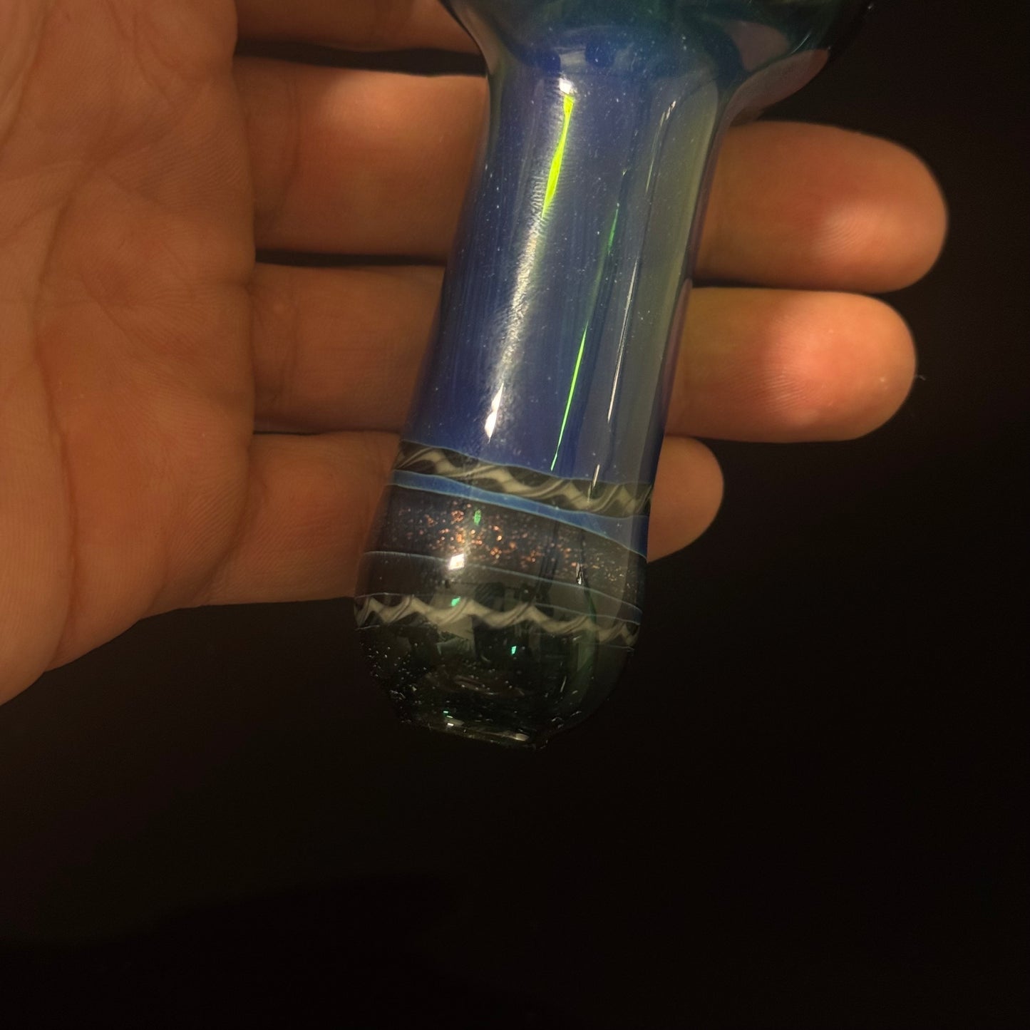 Dichro Sparke Green Glass Heady Pipe Hand Blown