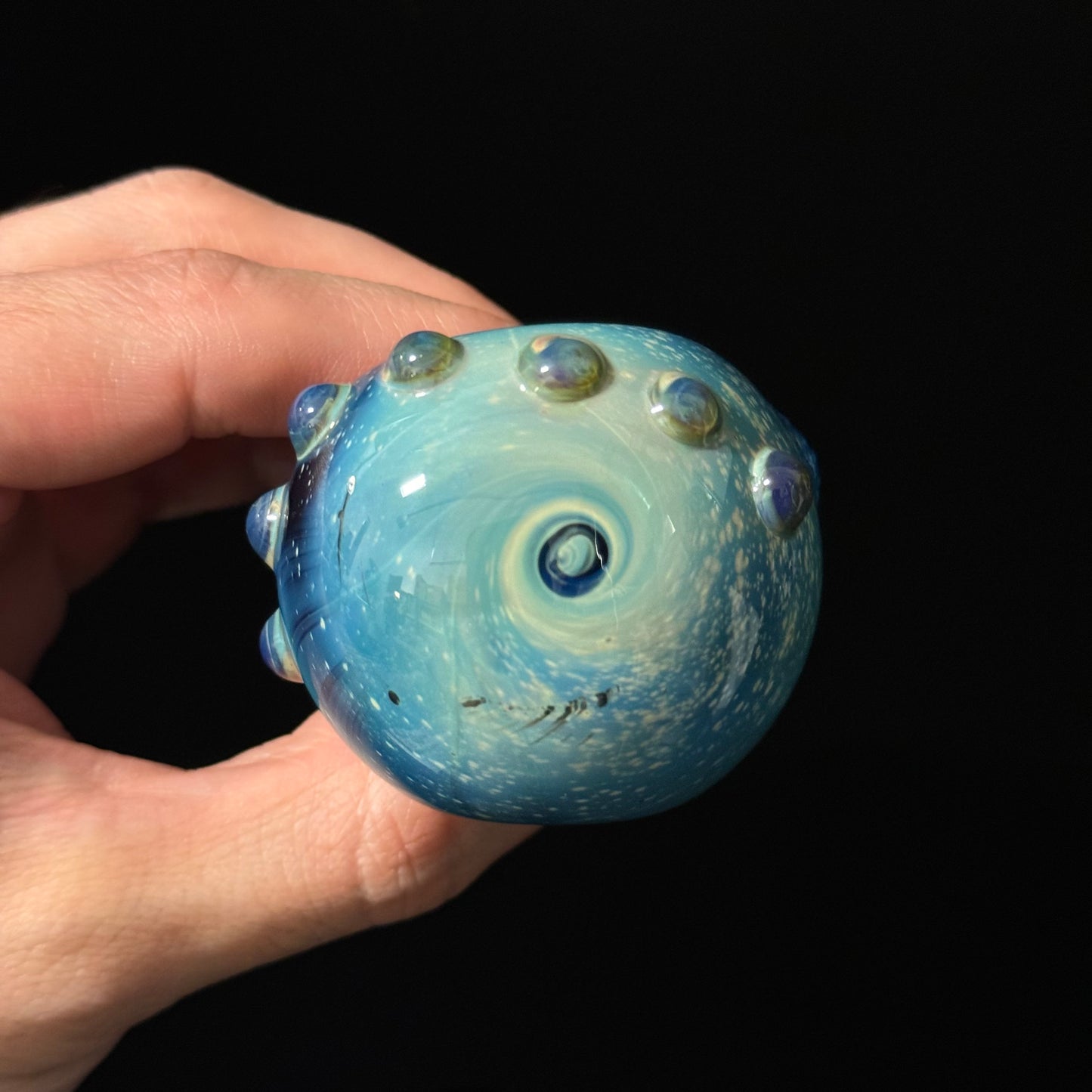 Blue Space Galaxy Nebula Glass Pipe Silver Fumed Glass Pipe, Heady Hand Blown