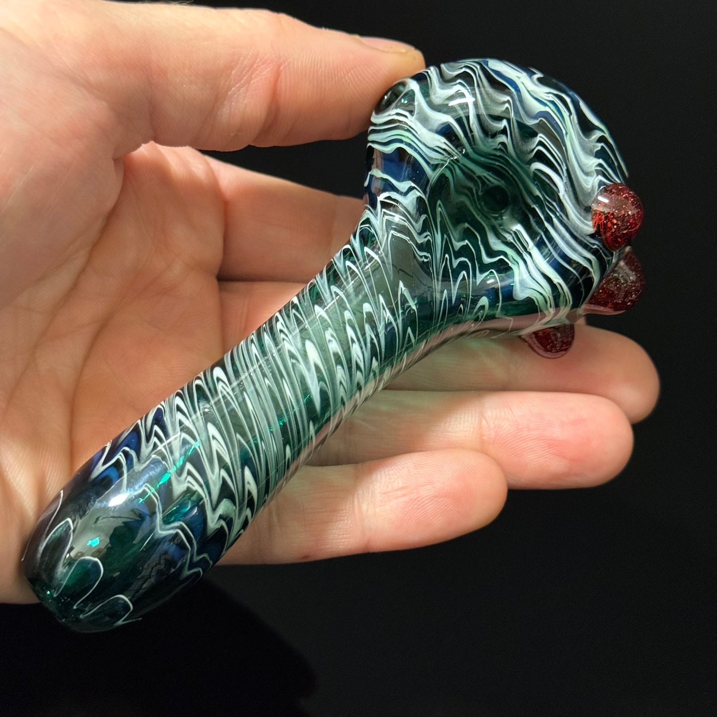 Blue Cobalt Wrapped Color Glass Heady Pipe Hand Blown