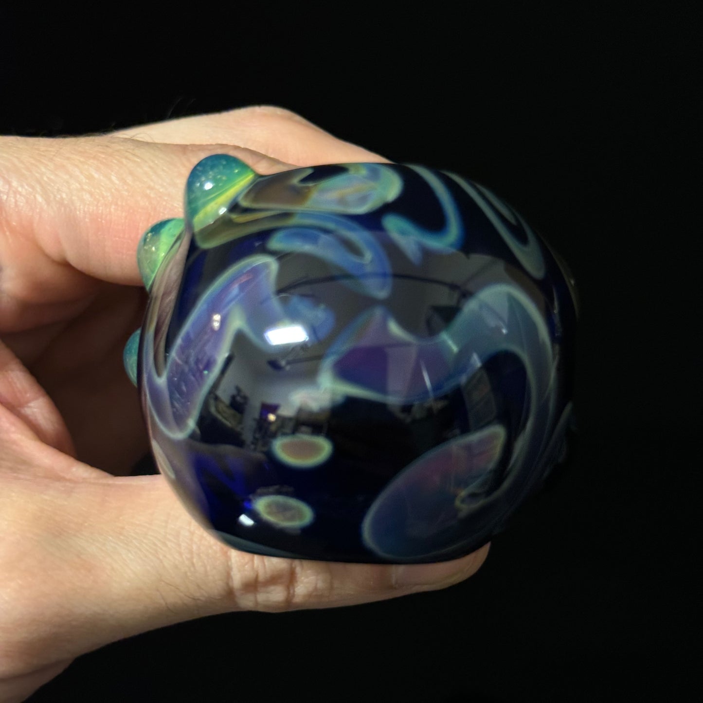 Blue Cobalt Wrapped Color Glass Heady Pipe Hand Blown