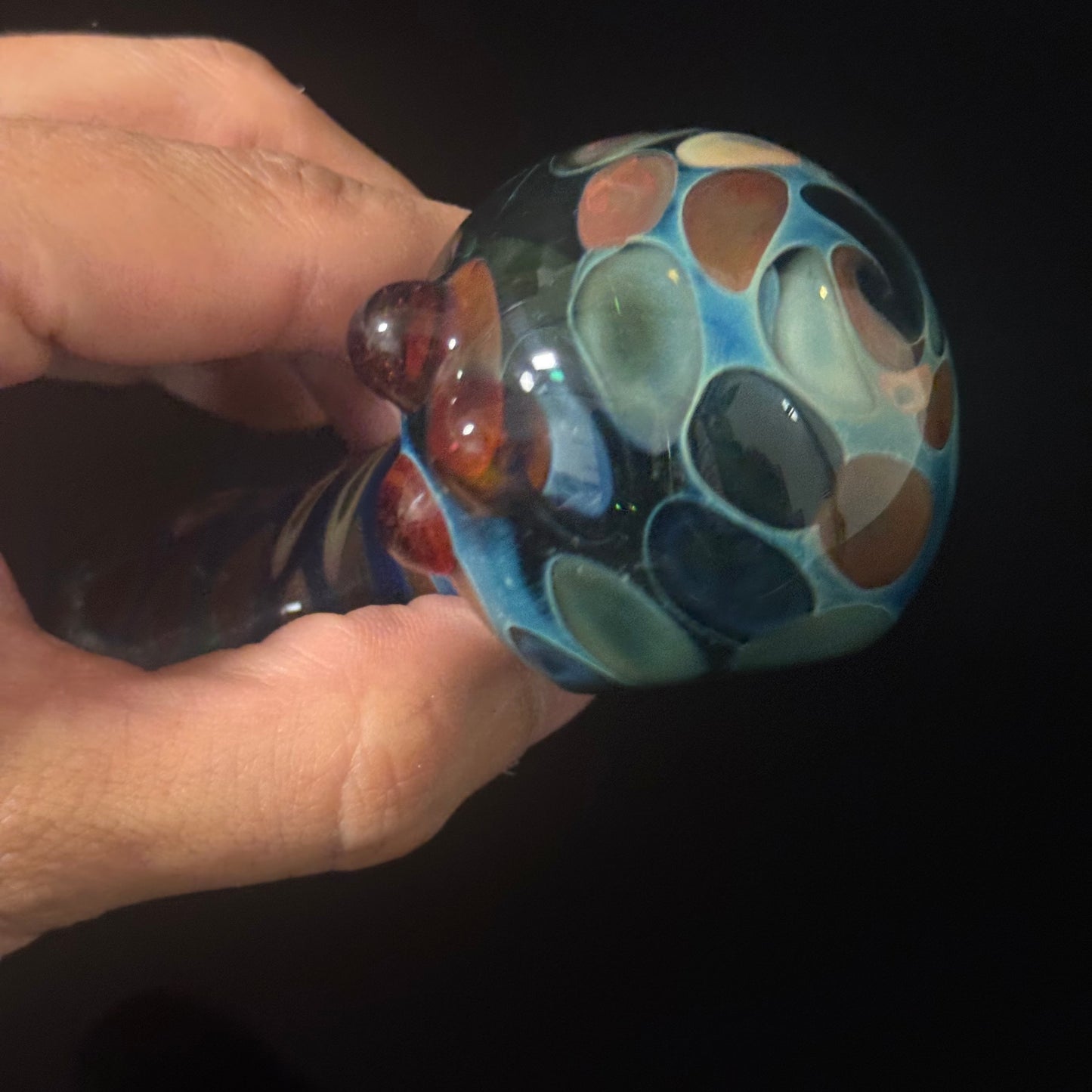 Blue Cobalt Dotted & Wrapped Color Glass Heady Pipe Hand Blown