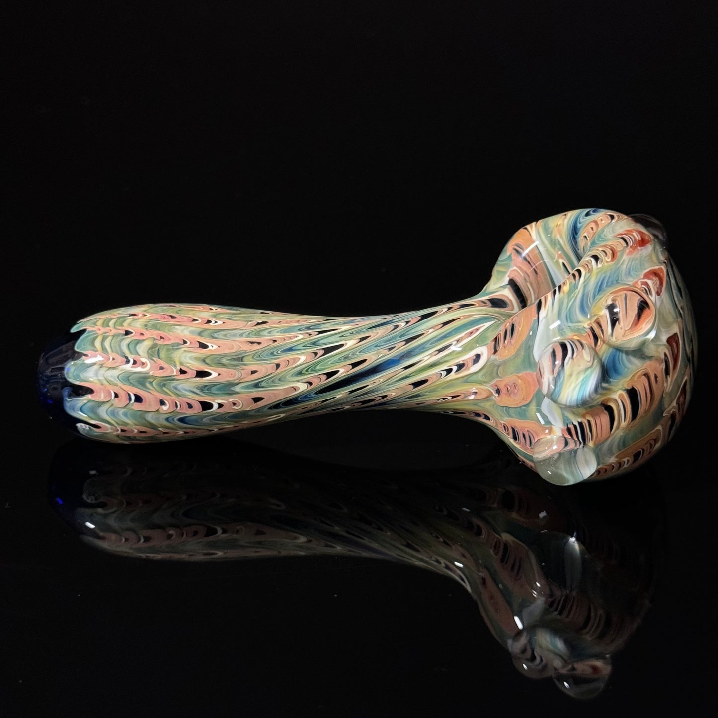 Blue & Green Multicolor Cobalt Wrapped Color Glass Heady Pipe Hand Blown