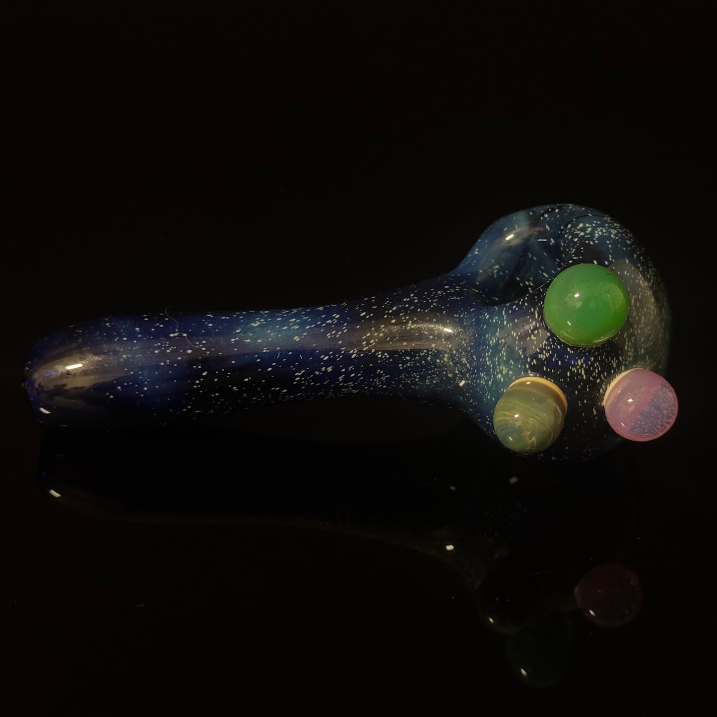 Blue with Slyme Space Galaxy Nebula Glass Pipe Silver Fumed Glass Pipe, Heady Hand Blown