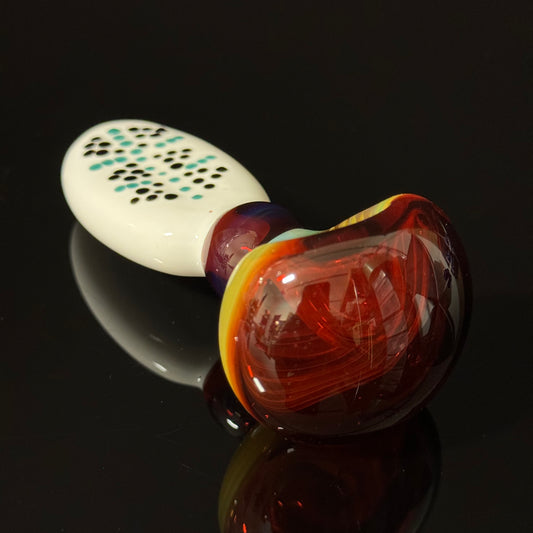 Flat Ruby Red & White Color Glass, Heady Pipe