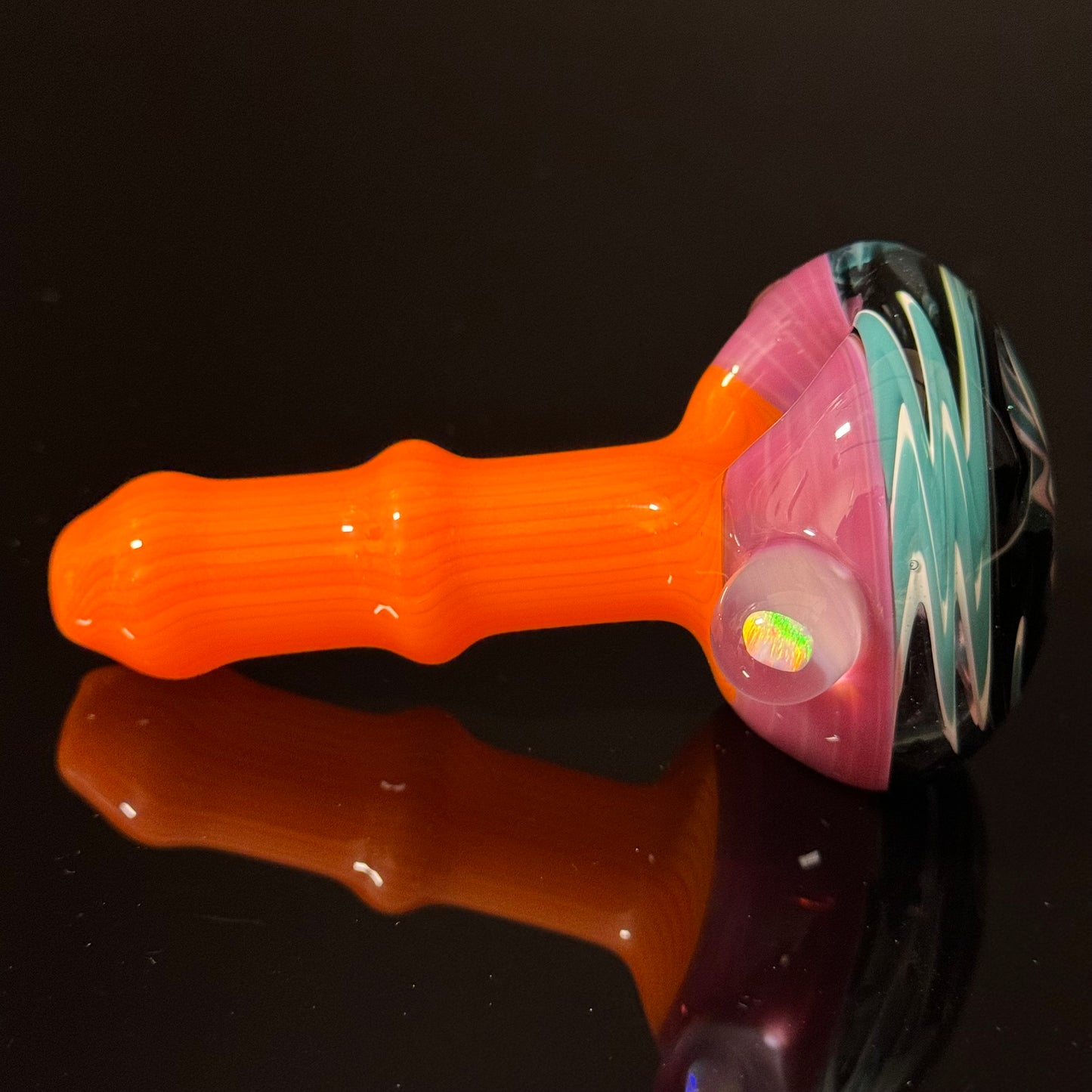 Full Color Linework Glass Pipe, Heady Hand Blown with An Opal