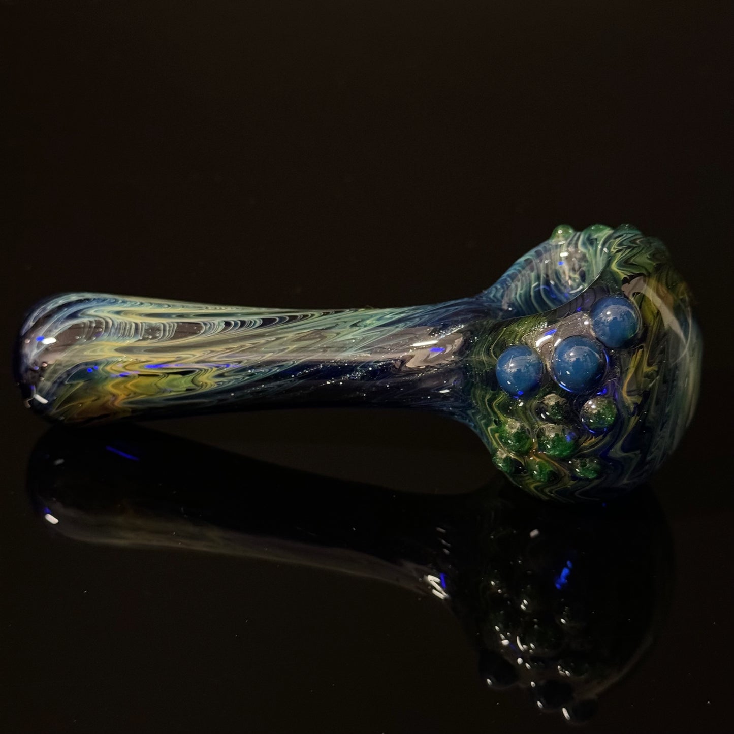 Blue & Green Cobalt Wrapped Color Glass Heady Pipe Hand Blown