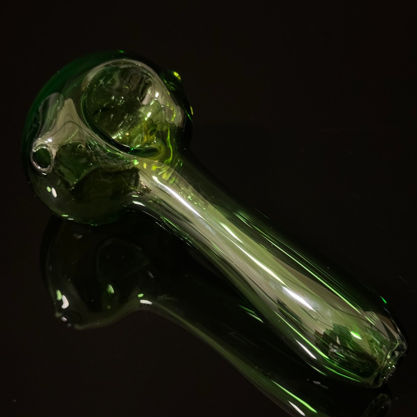 Solid Green Color Glass Heady Pipe Hand Blown