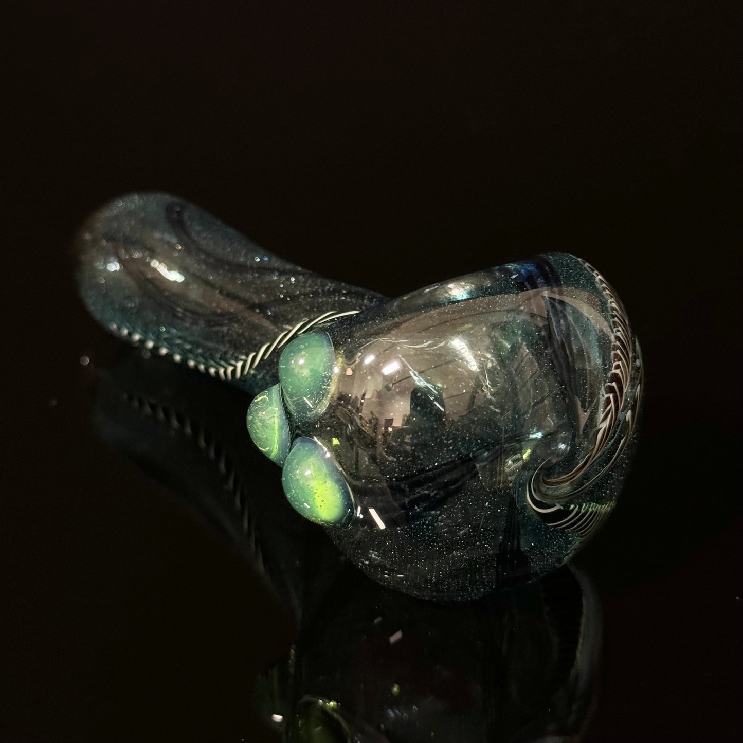 Heavy Inside out Sparkle Blue Glass Pipe Heady Pipe Hand Blown