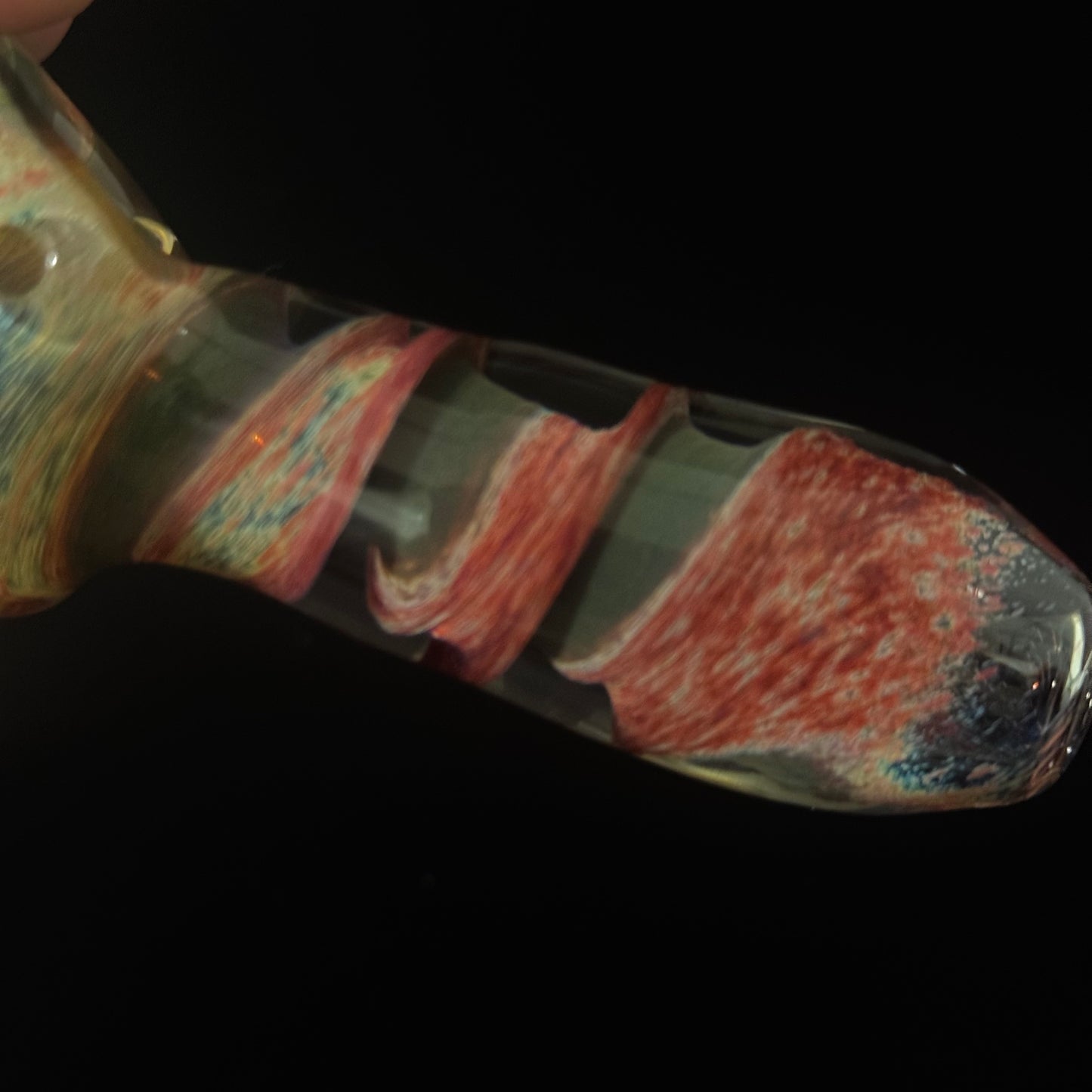 Multicolor Red & Green Twisted Inside Out Glass Pipe Heady Pipe Hand Blown Extra Thick