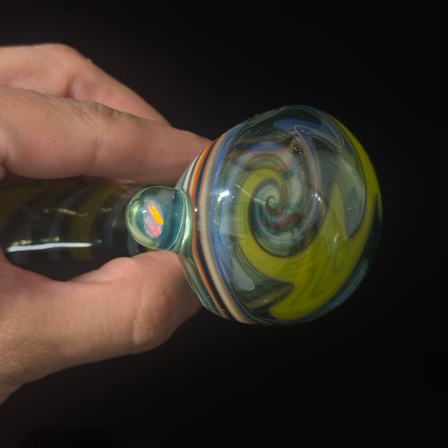 Full Linework Switchback Glass Pipe, Heady Hand Blown with An Opal