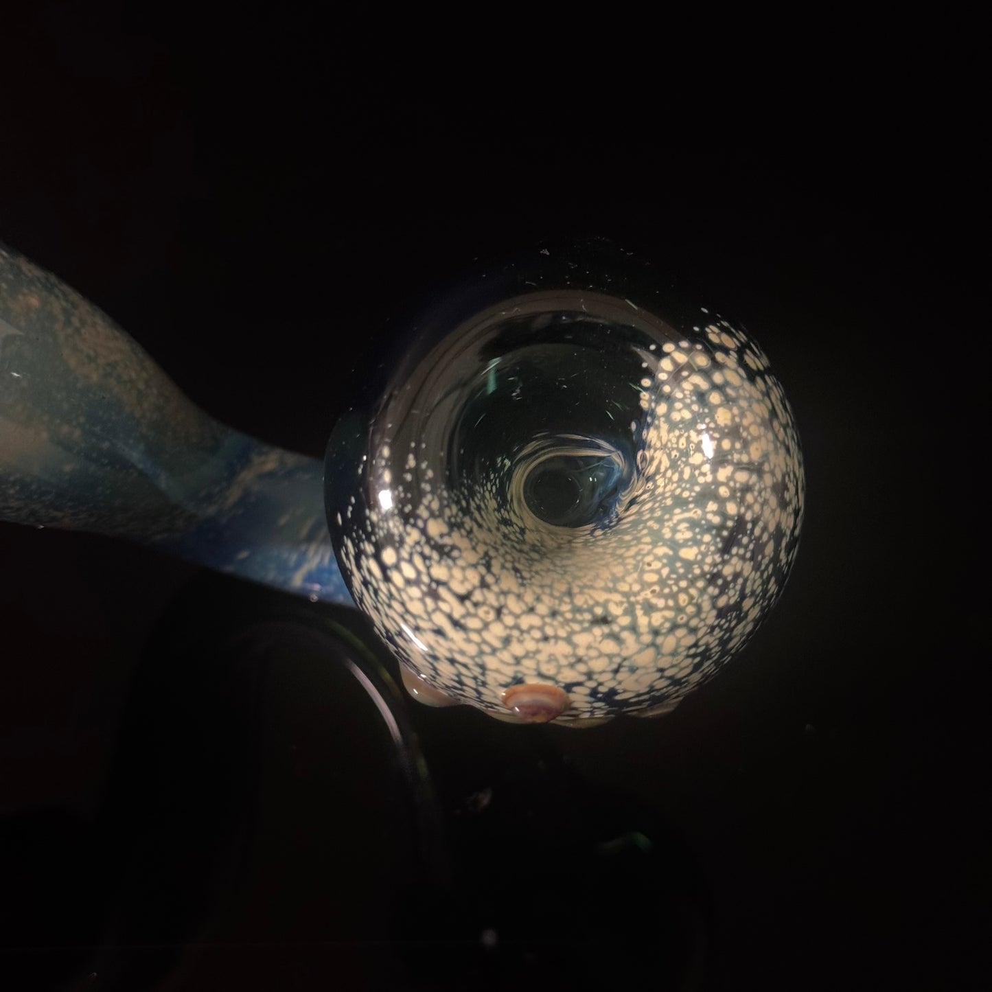 Galaxy Space Silver Fumed Green Blue Glass Sherlock Pipe, Heady Hand Blown