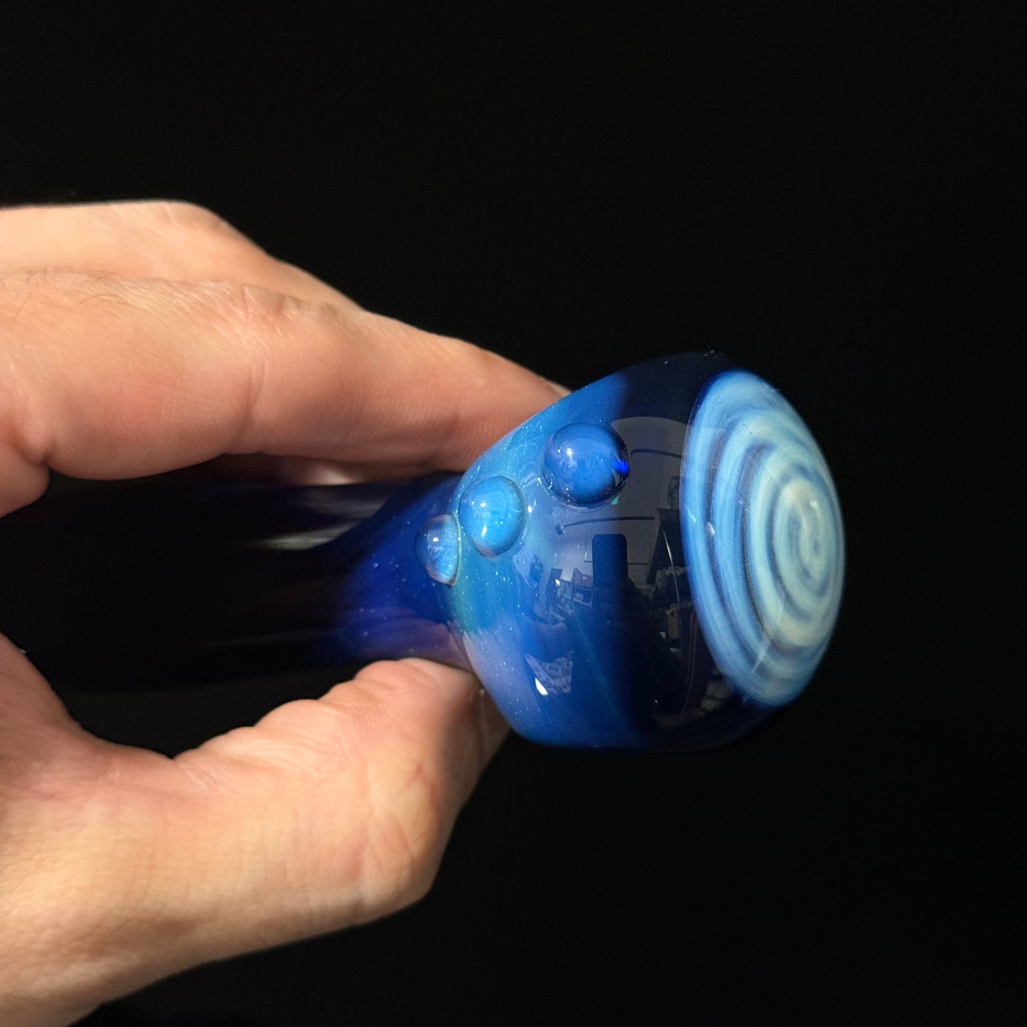 Blue Fumed Cobalt Wrapped Color Glass Heady Pipe Hand Blown