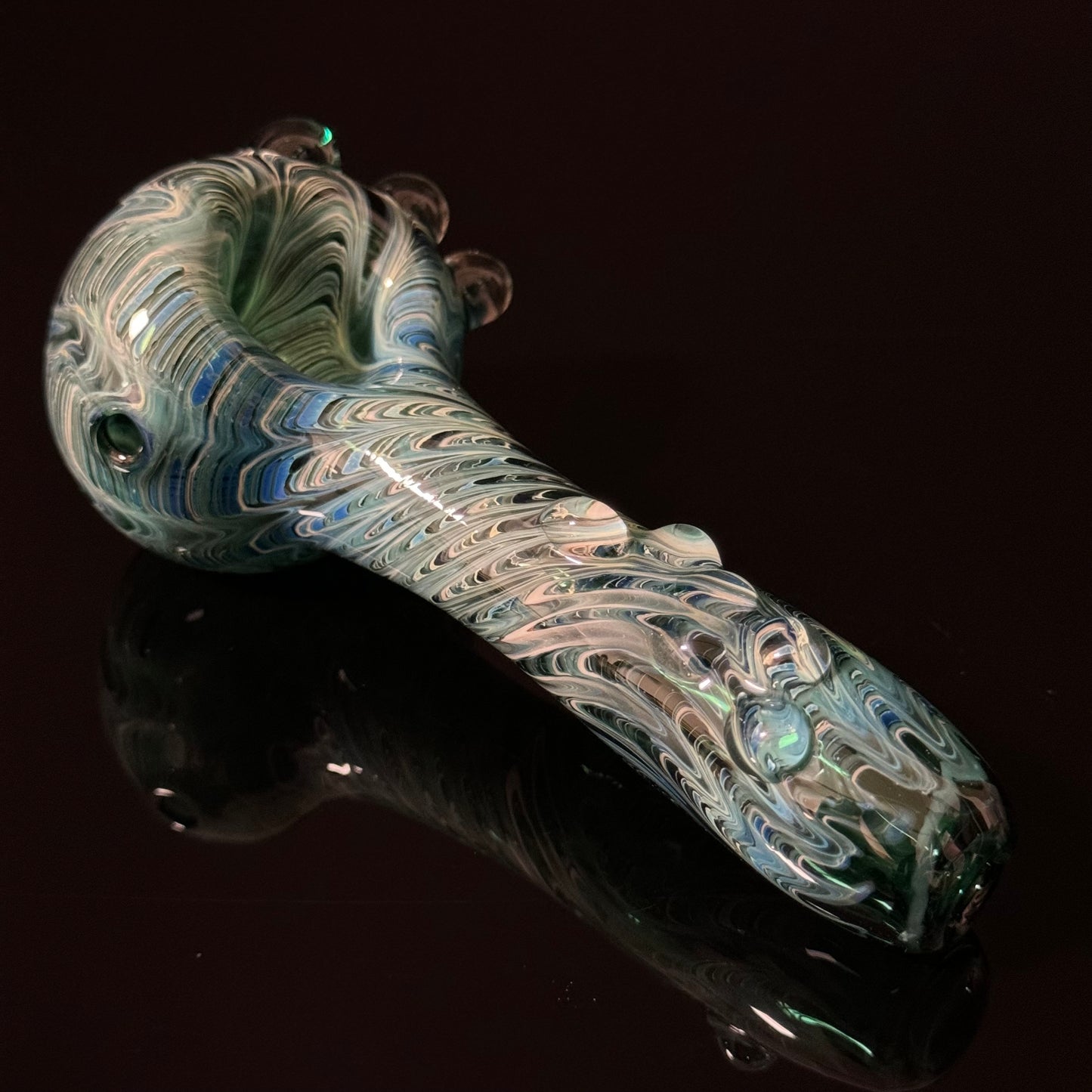 Sparkle Blue & Green Cobalt Wrapped Color Glass Heady Pipe Hand Blown