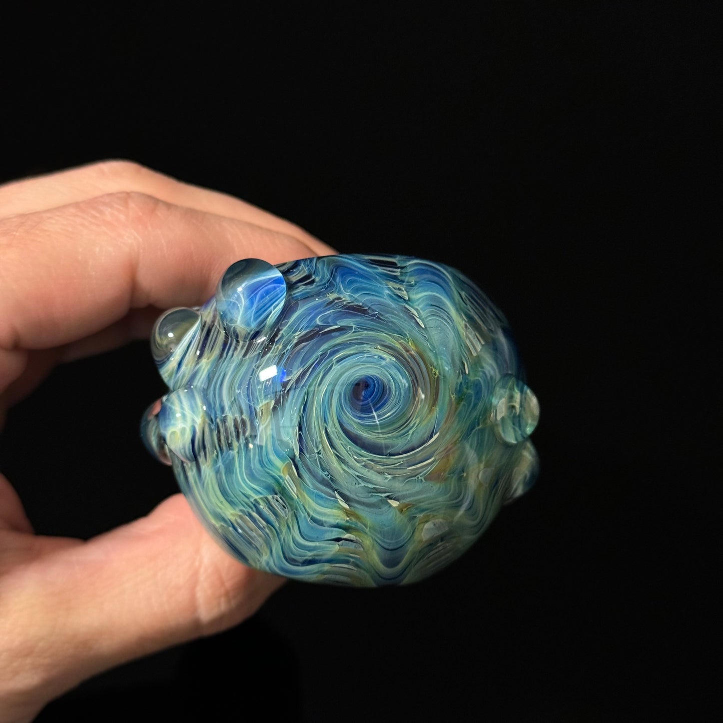 Blue & Green Cobalt Wrapped Color Glass Heady Pipe Hand Blown