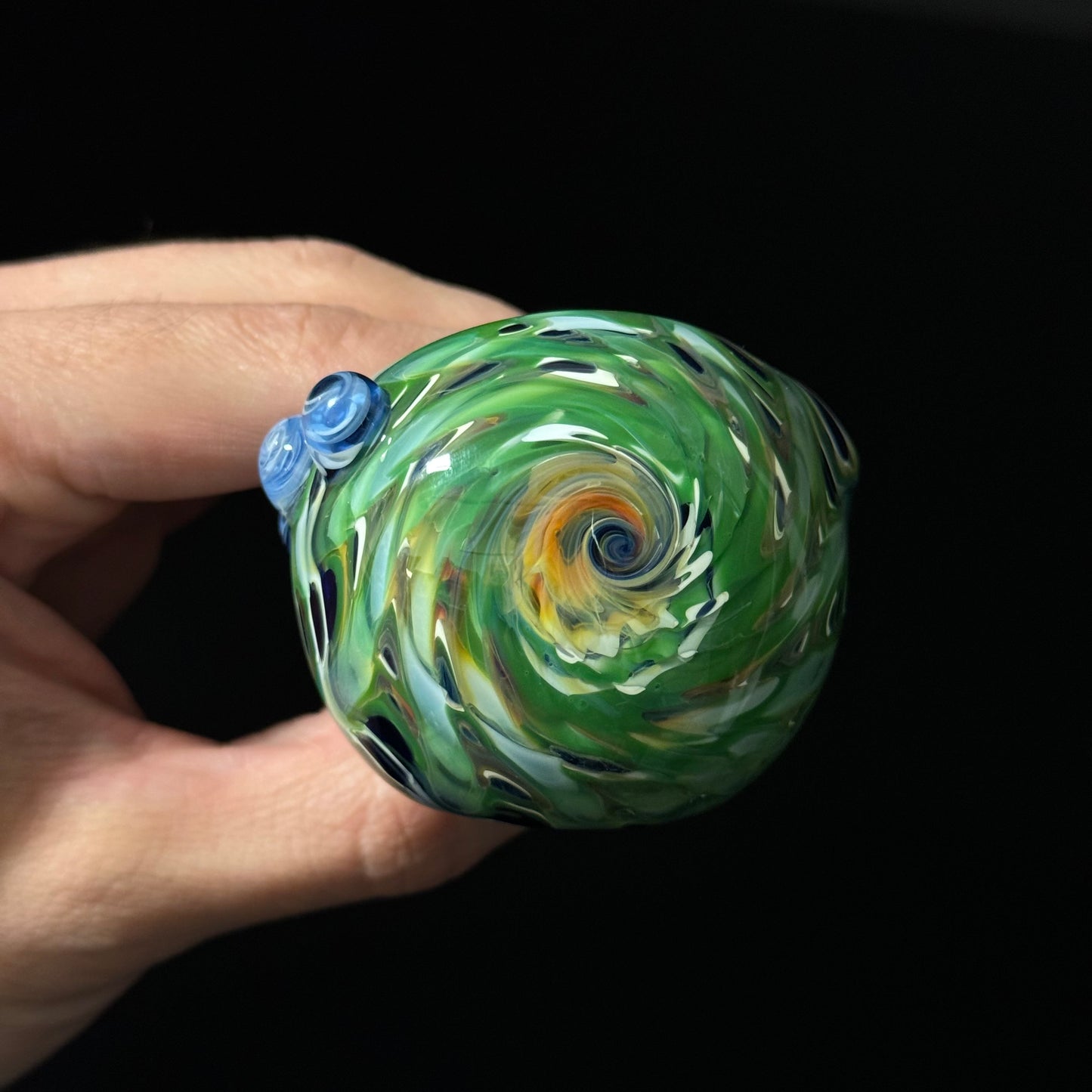 Blue & Green Cobalt Wrapped Color Glass Heady Pipe Hand Blown