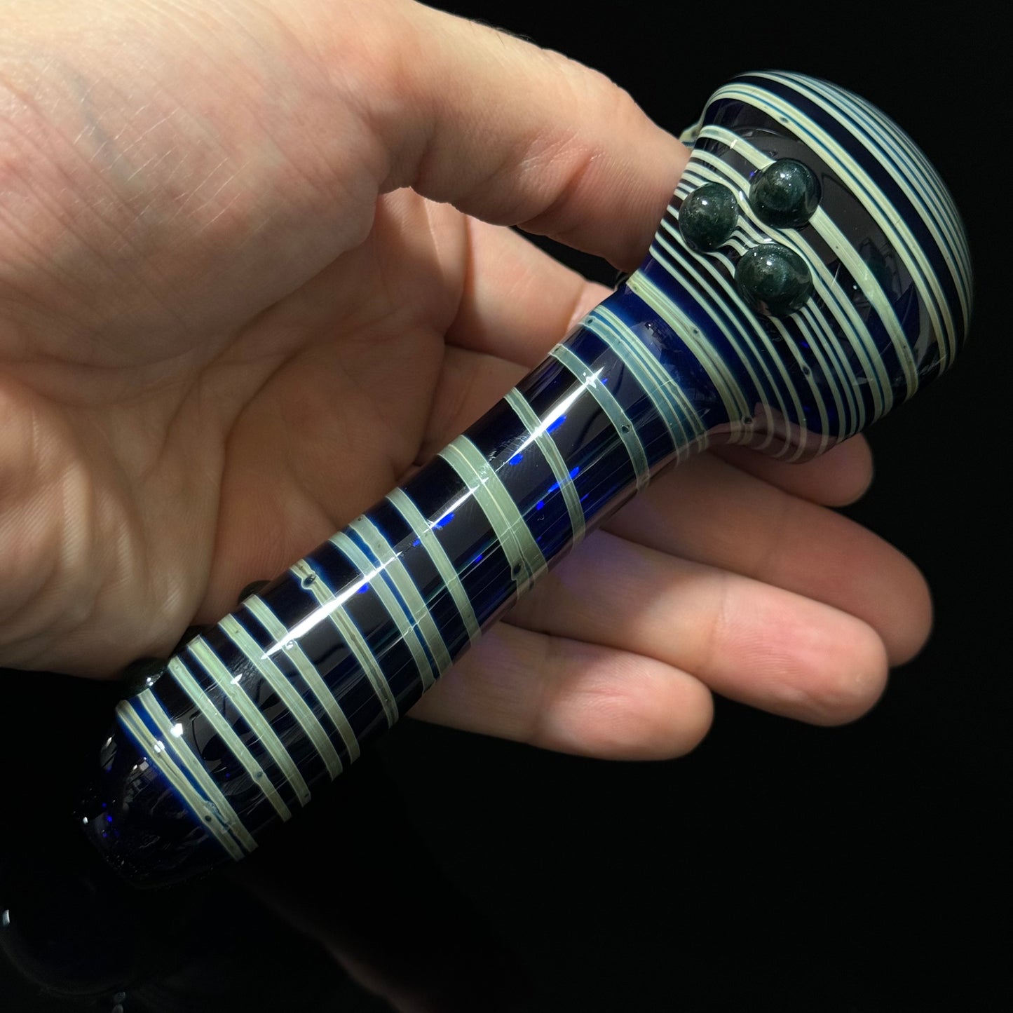 Blue Cobalt Wrapped Color Glass Heady Pipe Hand Blown