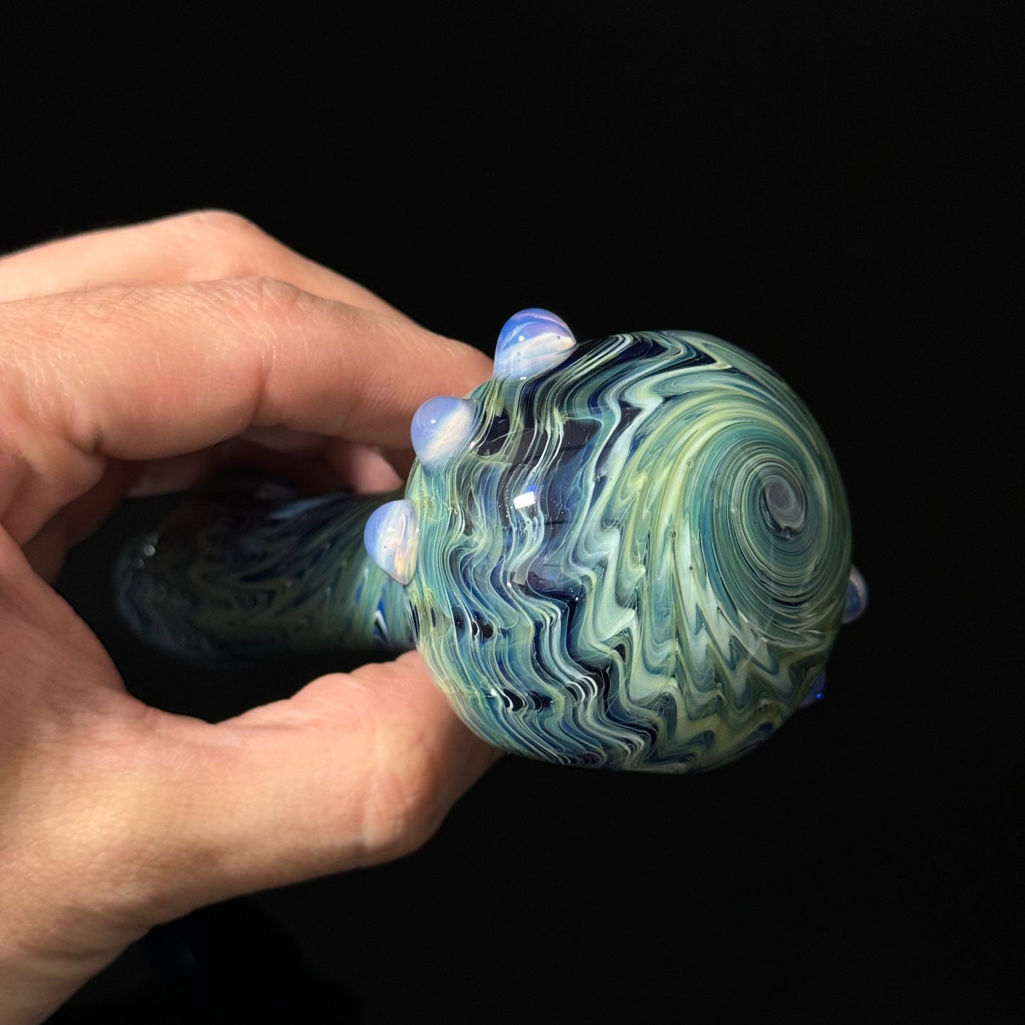 Blue & Green Cobalt Wrapped Color Glass Heady Pipe Hand Blown