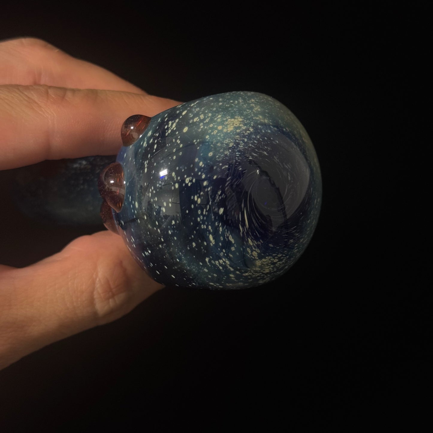 Blue with Slyme Space Galaxy Nebula Glass Pipe Silver Fumed Glass Pipe, Heady Hand Blown