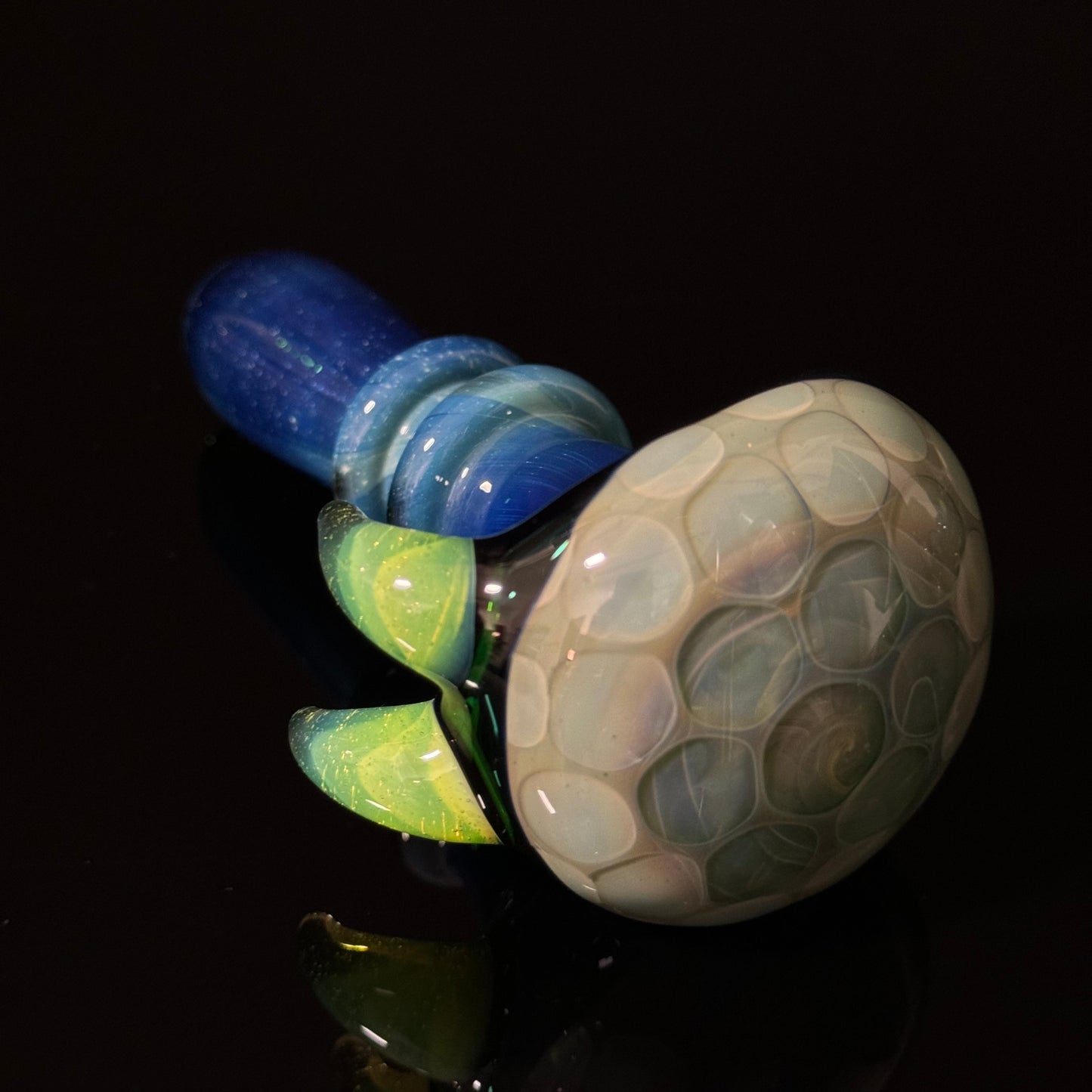 Blue Green Honeycomb Glass Heady Pipe Hand Blown