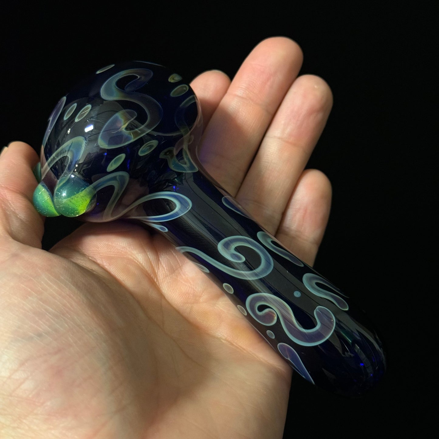 Blue Cobalt Wrapped Color Glass Heady Pipe Hand Blown