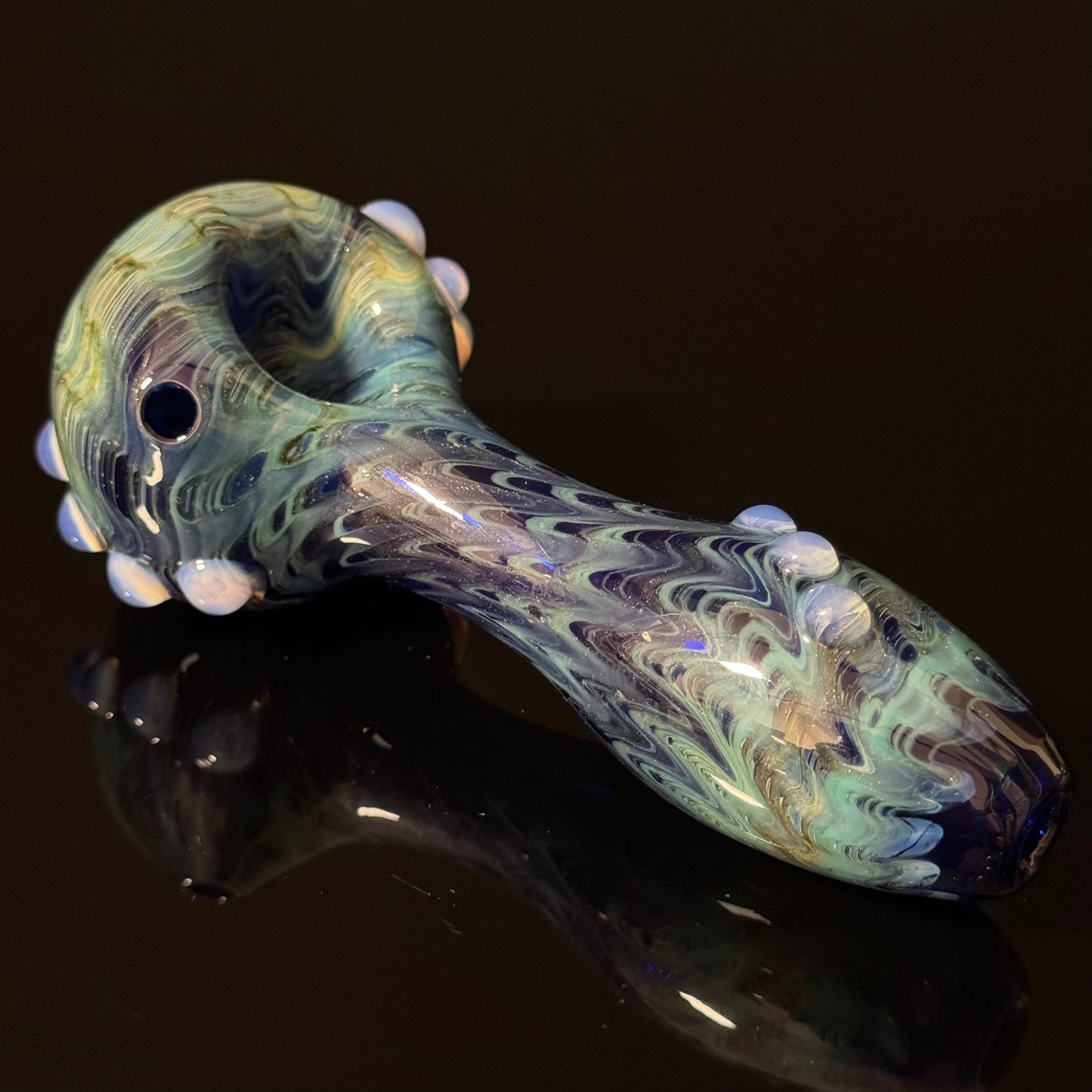 Blue Cobalt Wrapped Color Glass Heady Pipe Hand Blown