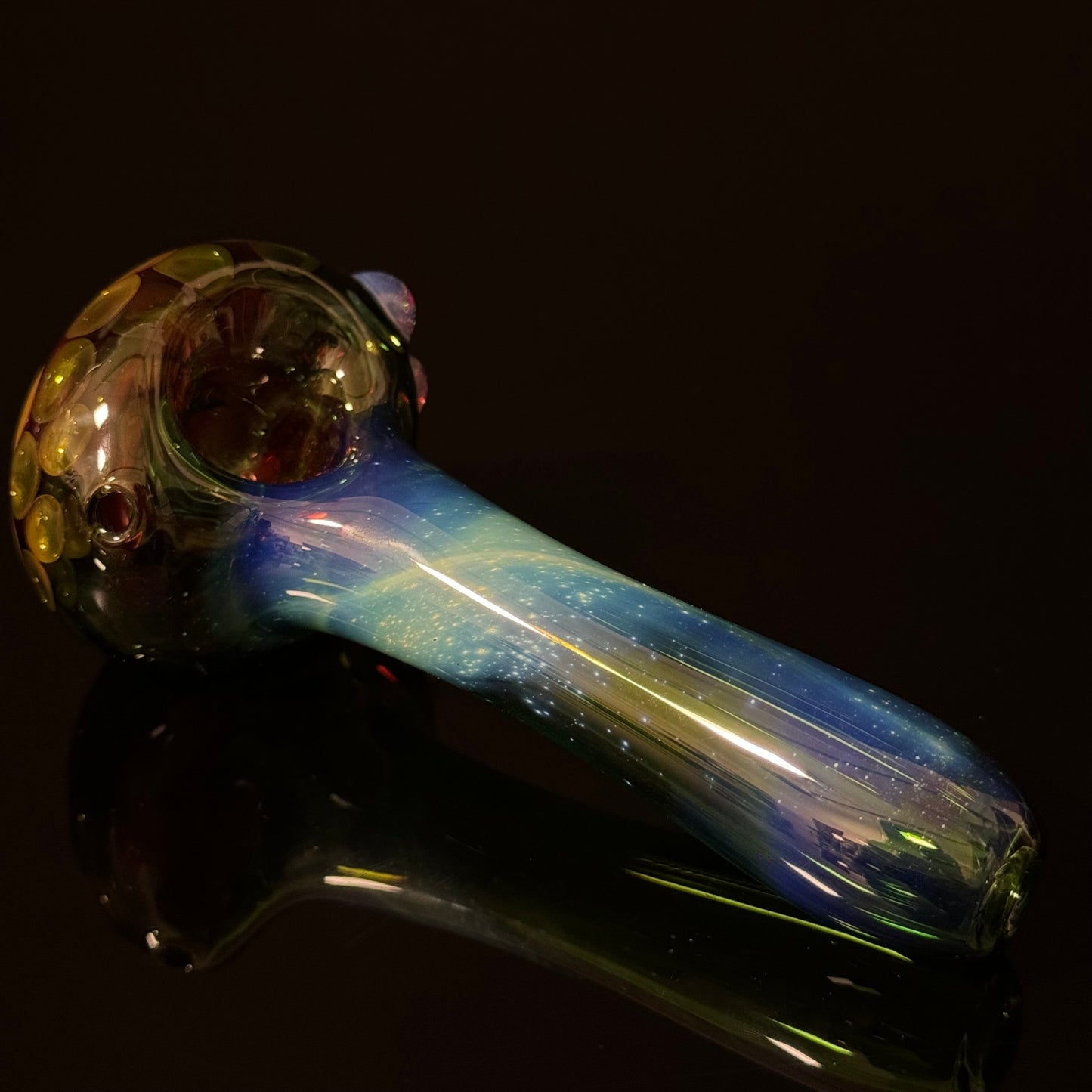 Amber Green Honeycomb Glass Heady Pipe Hand Blown