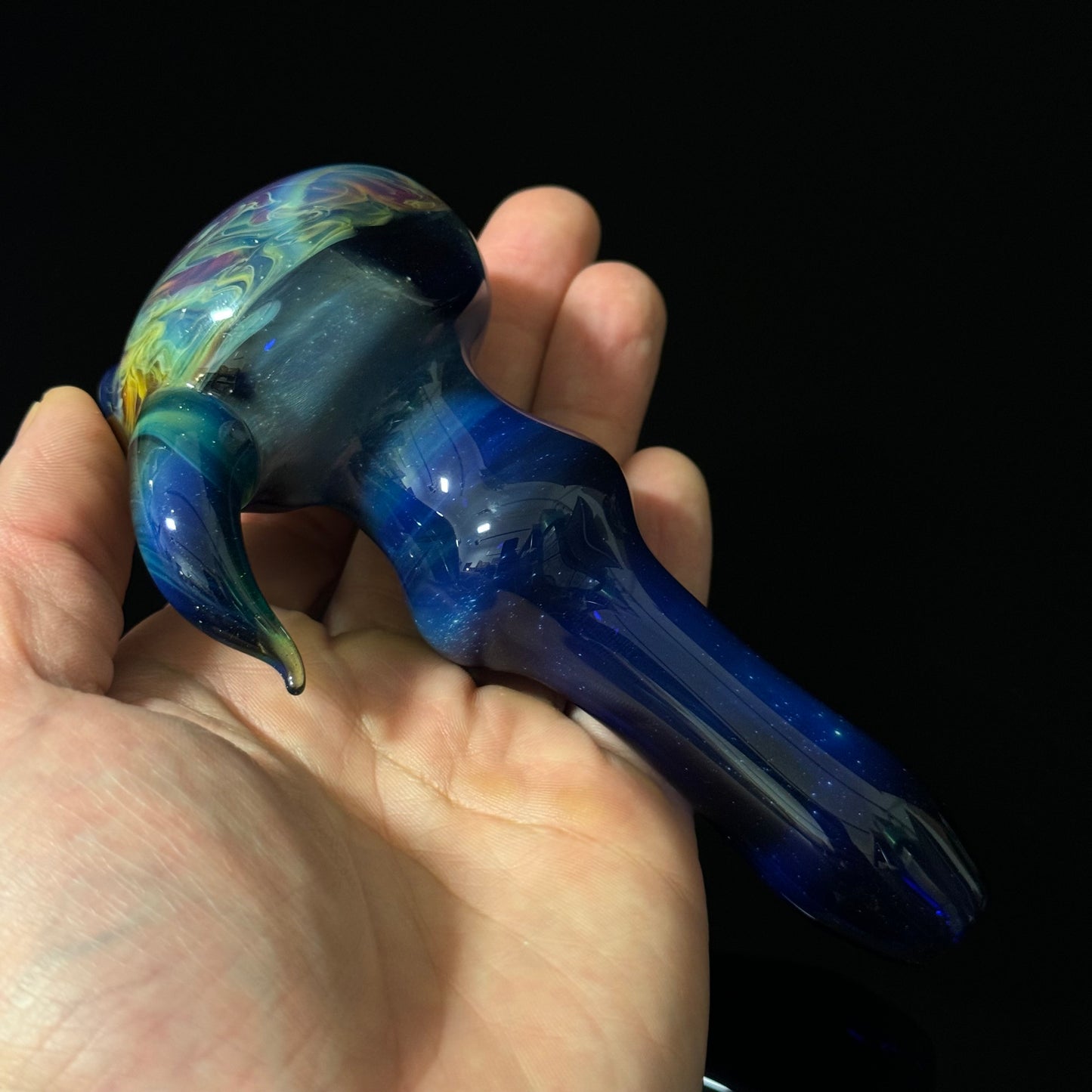 Blue Purple Marbeling affect Glass Heady Pipe Hand Blown