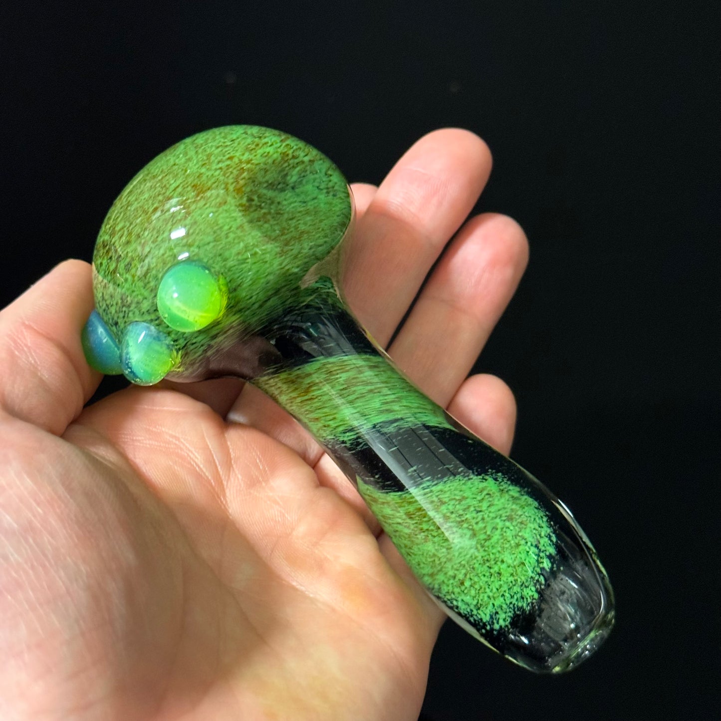 Inside out Black & Green Glass Pipe Heady Pipe Hand Blown Extra Thick