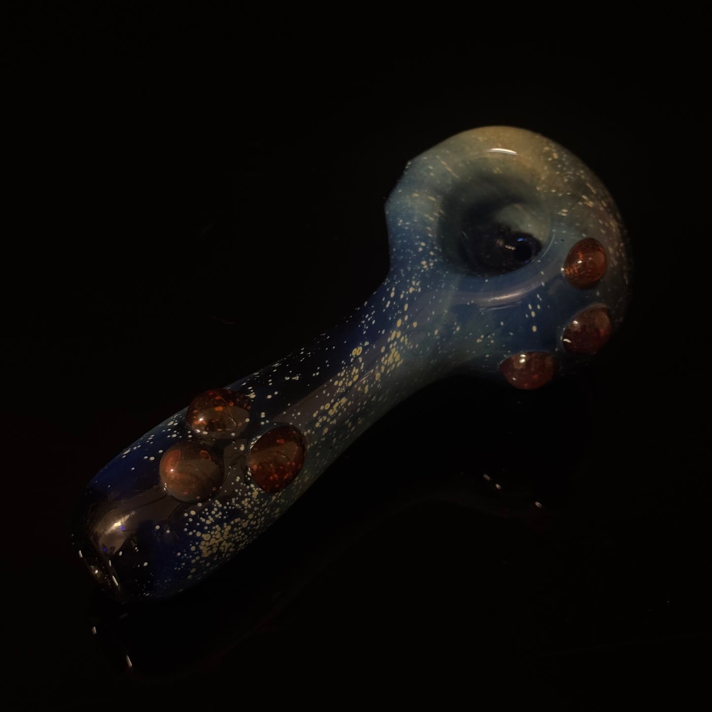 Blue with Slyme Space Galaxy Nebula Glass Pipe Silver Fumed Glass Pipe, Heady Hand Blown