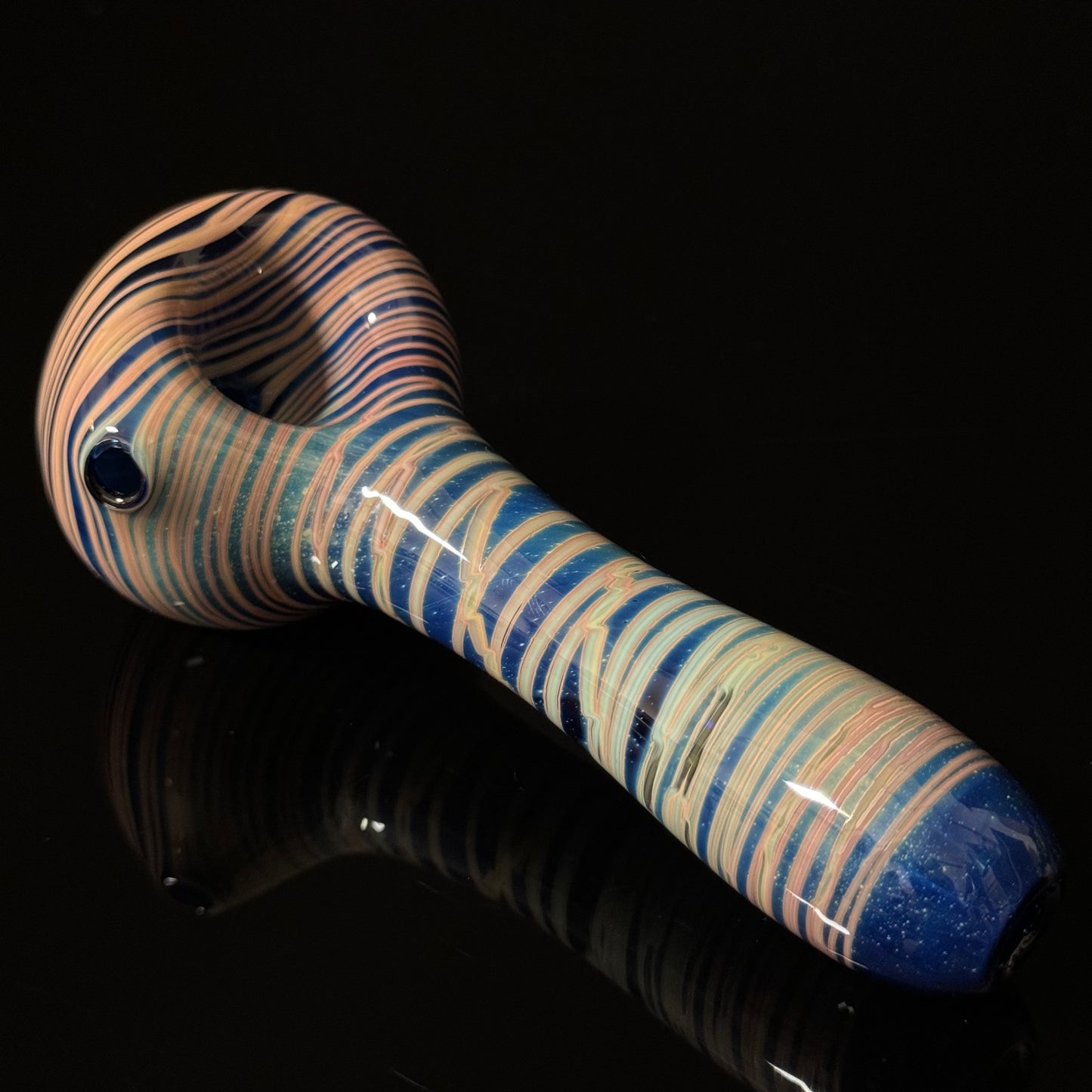 Blue Cobalt Wrapped Color Glass Heady Pipe Hand Blown