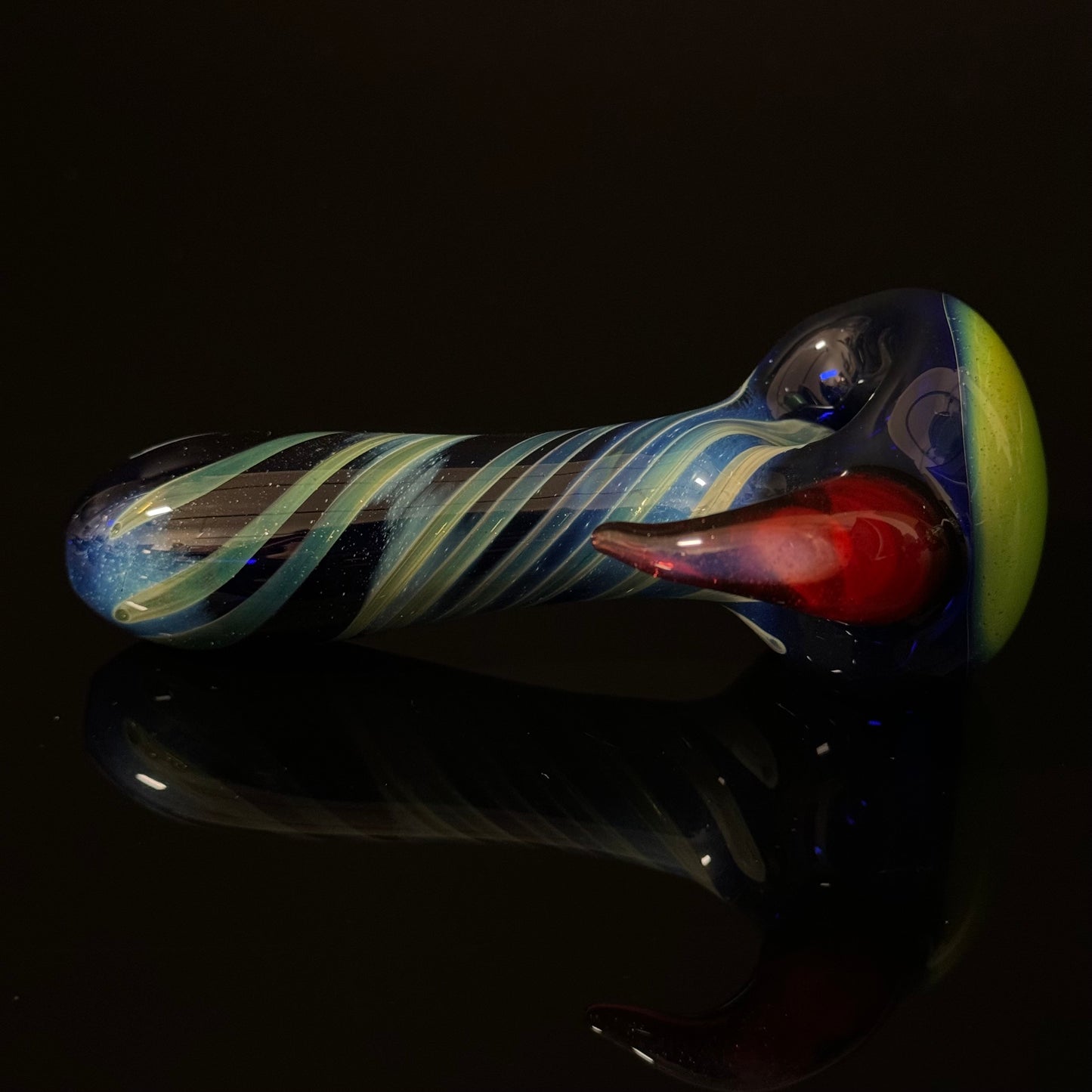 Slyme Bowl with Blue Cobalt Wrapped Color Glass Heady Pipe Hand Blown