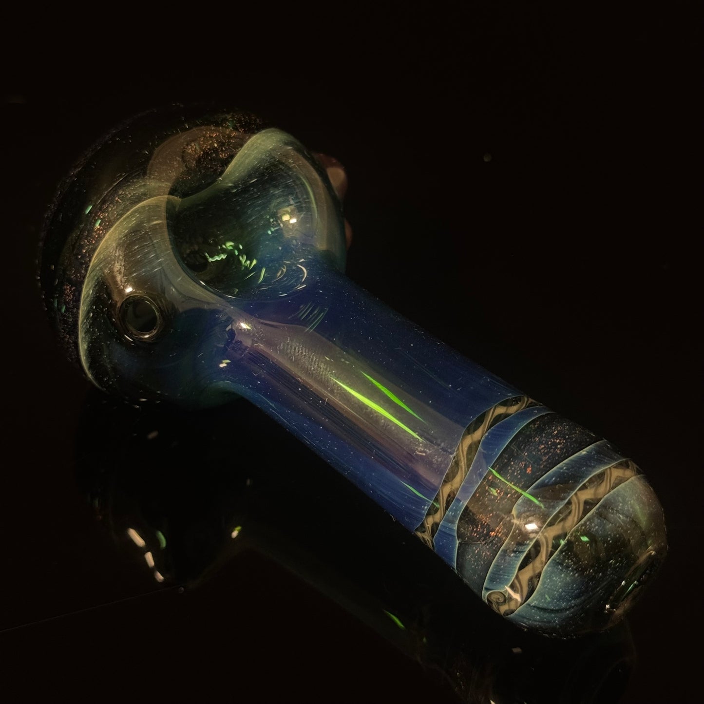 Dichro Sparke Green Glass Heady Pipe Hand Blown