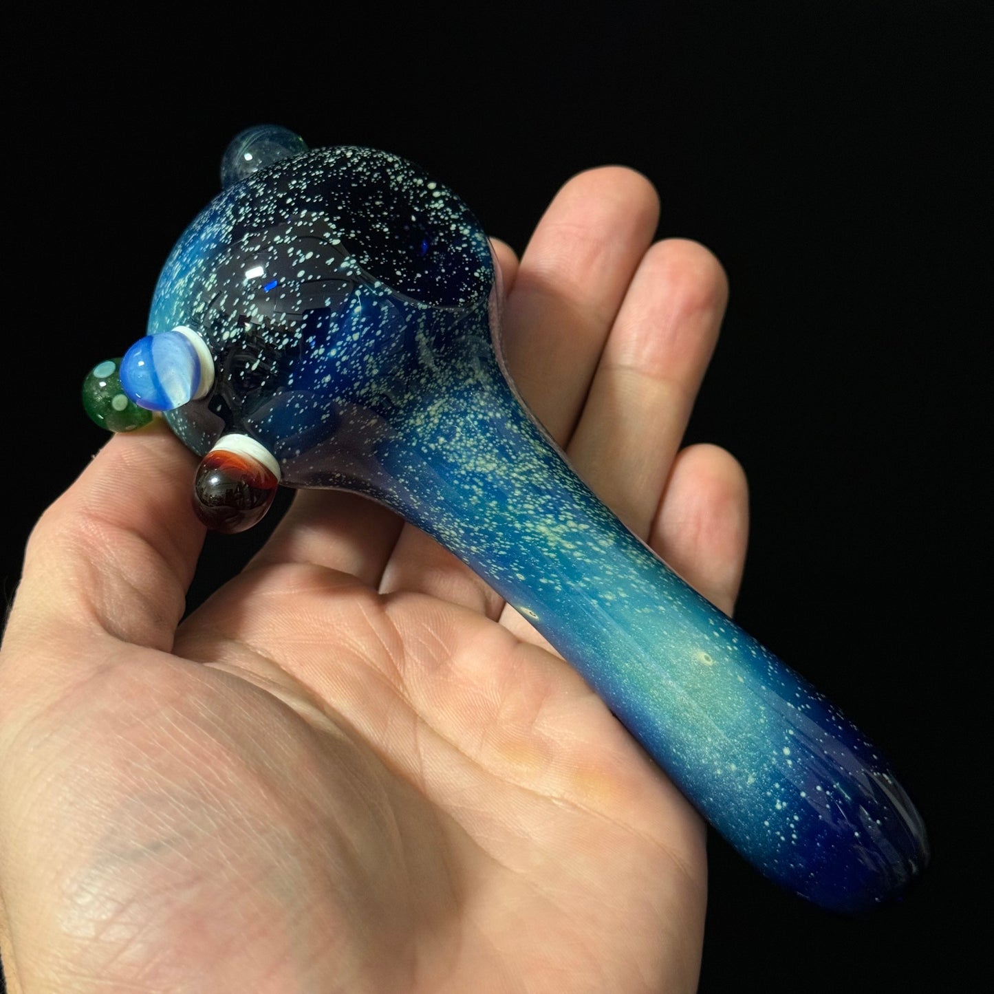 Blue Space Galaxy Nebula Glass Pipe Silver Fumed Glass Pipe, Heady Hand Blown